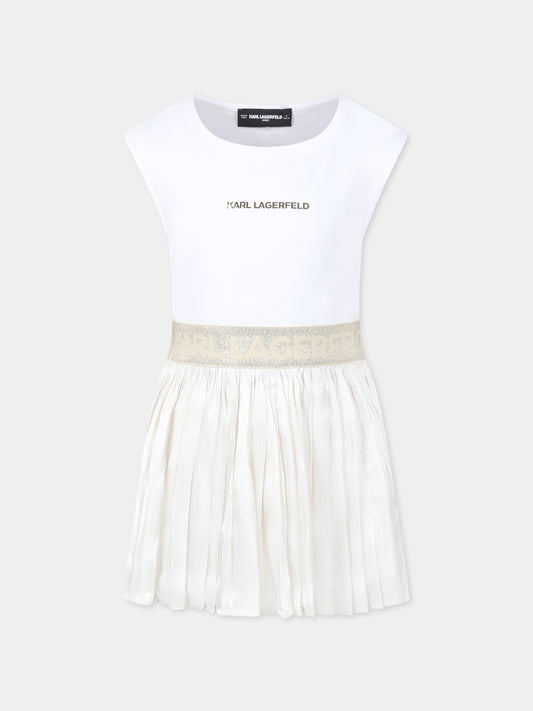 Vestito bianco per bambina con logo,Karl Lagerfeld Kids,Z30569 N01