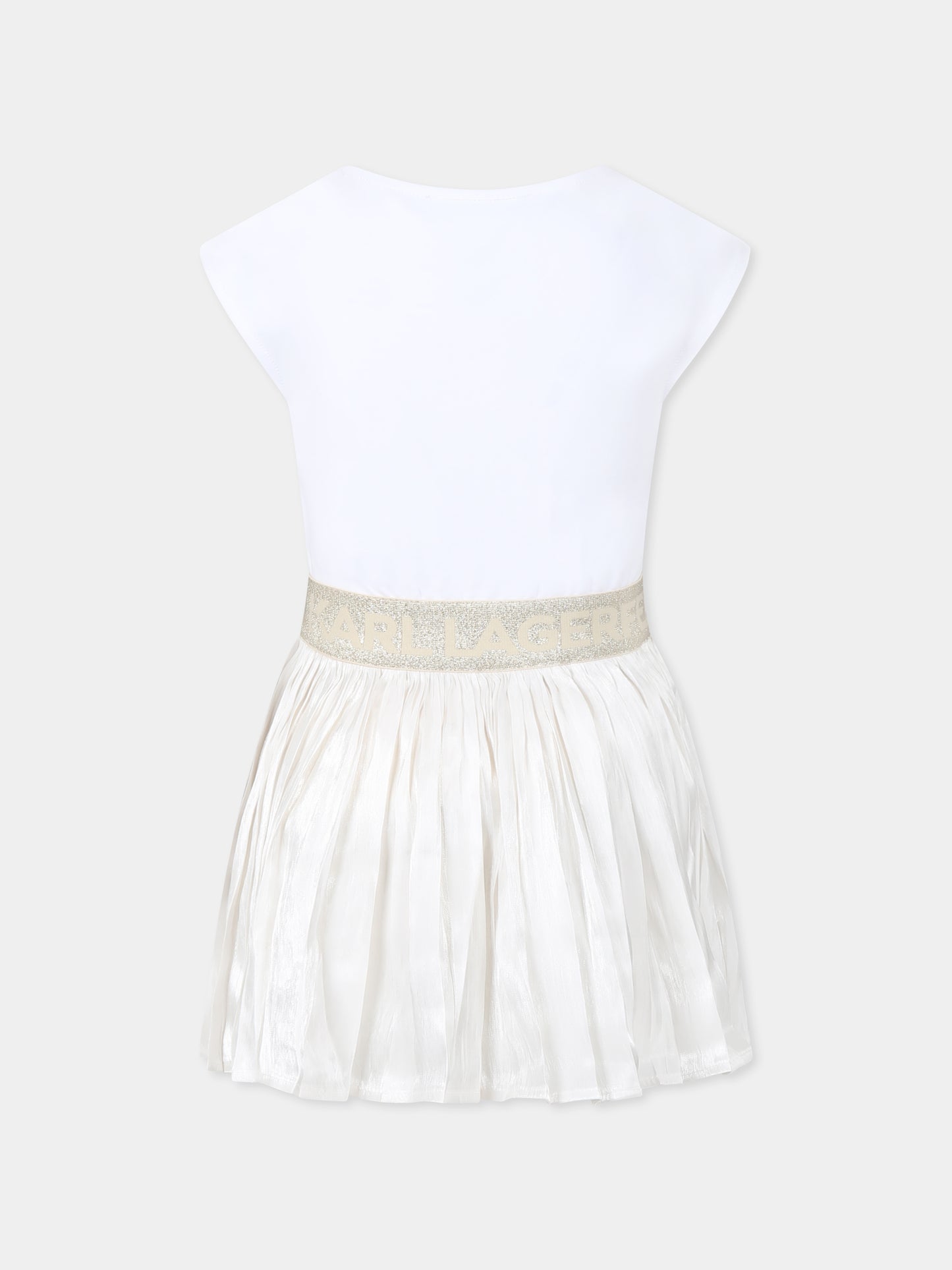Vestito bianco per bambina con logo,Karl Lagerfeld Kids,Z30569 N01