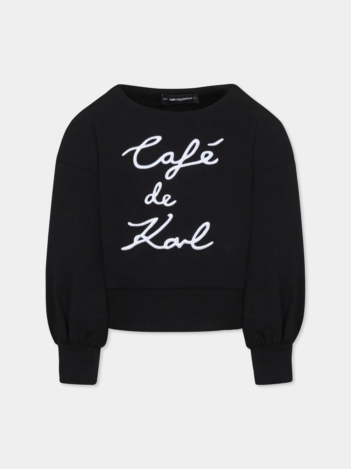 Felpa nera per bambina con logo,Karl Lagerfeld Kids,Z30473 09B