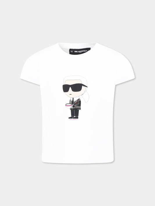 T-shirt bianca per bambina con Karl Lagerfeld,Karl Lagerfeld Kids,Z30491 10P