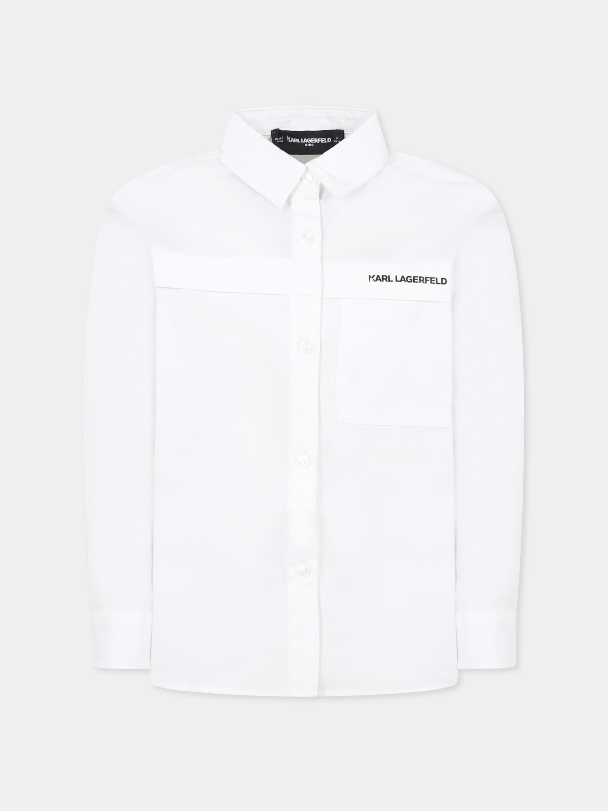Camicia bianca per bambino con logo,Karl Lagerfeld Kids,Z30421 10P