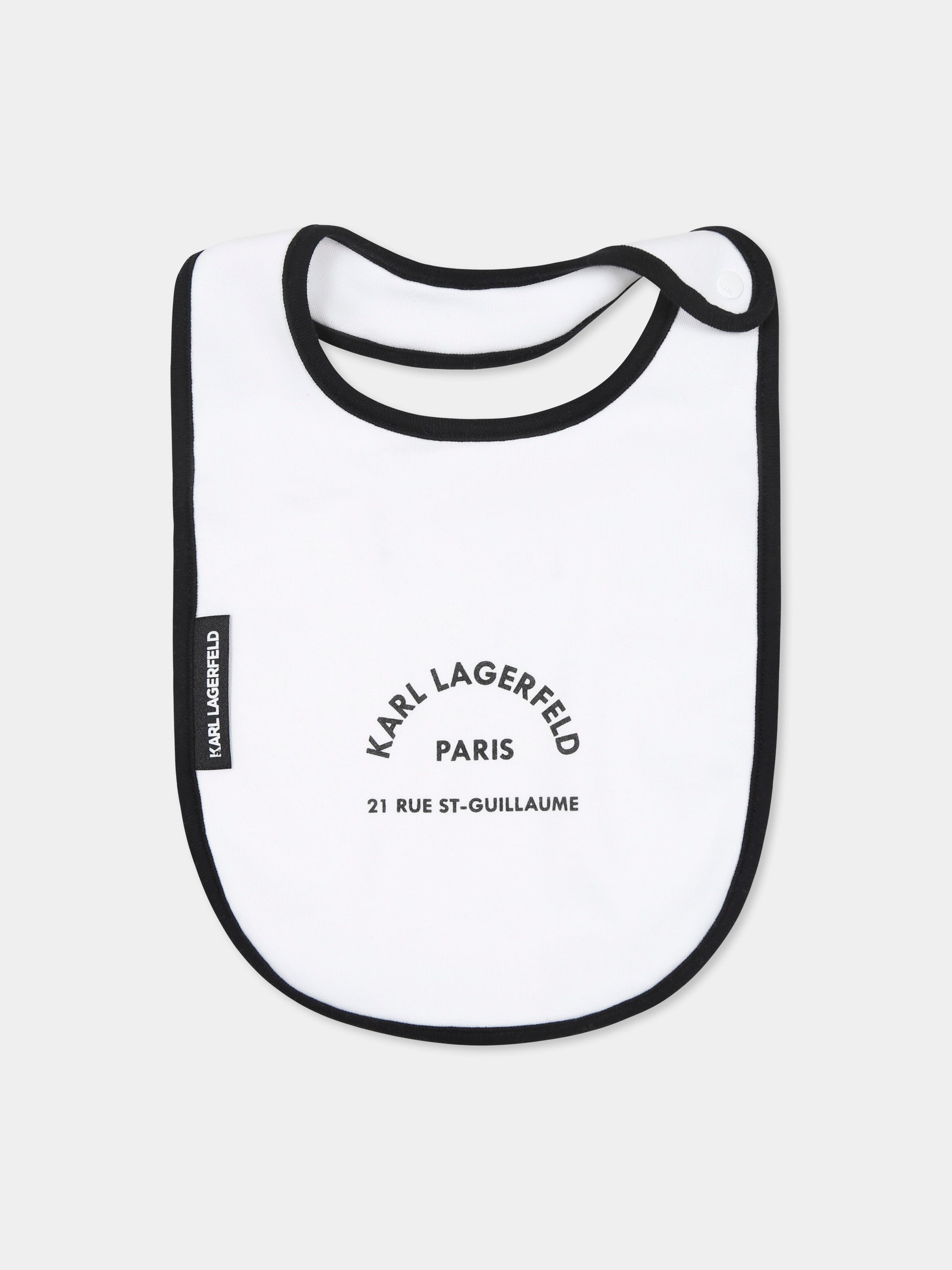 Set bavaglini bianchi per neonati con Choupette e Karl Lagerfeld,Karl Lagerfeld Kids,Z30388 10P
