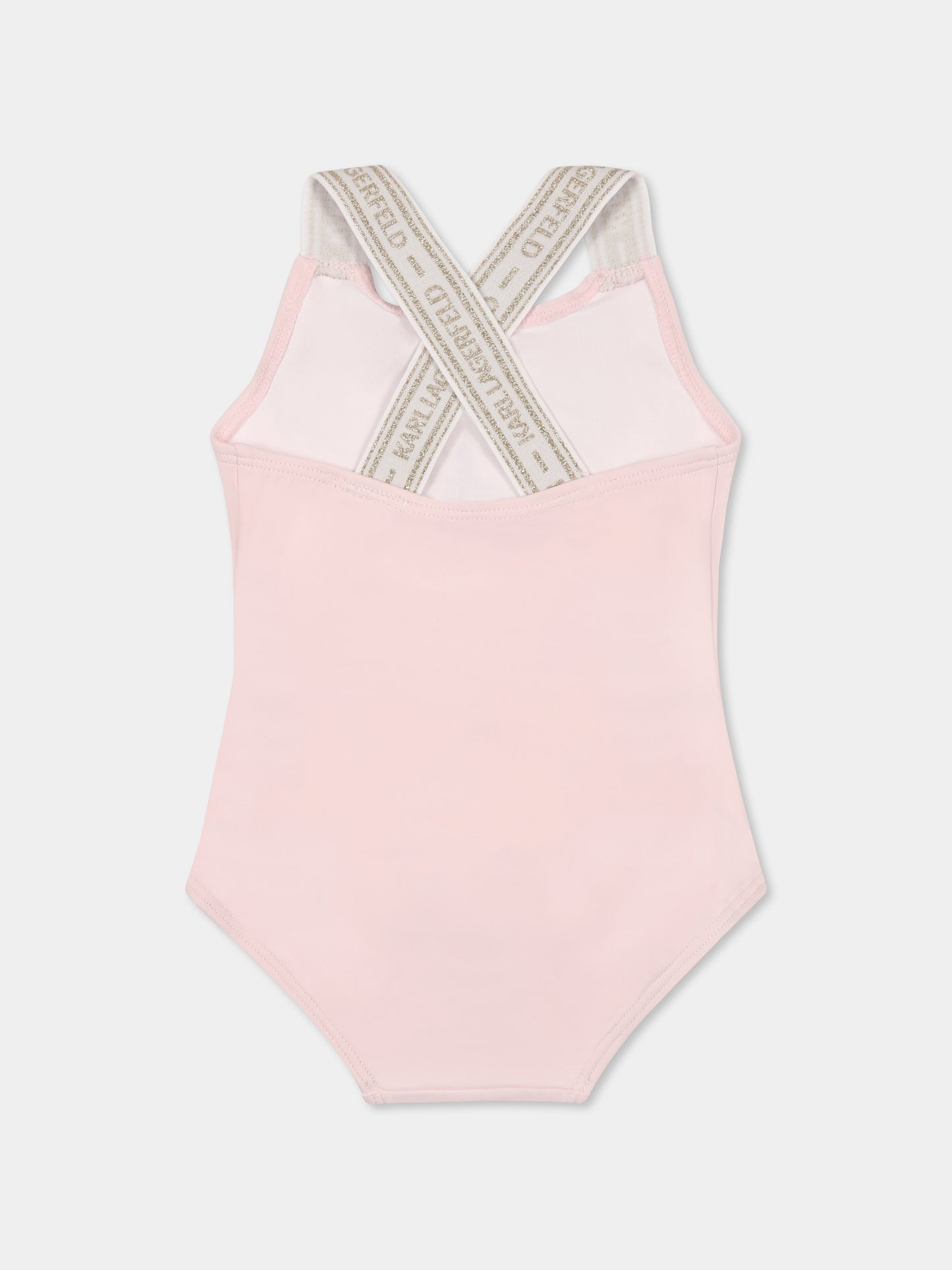 Pink swimsuit for baby girl with Choupette