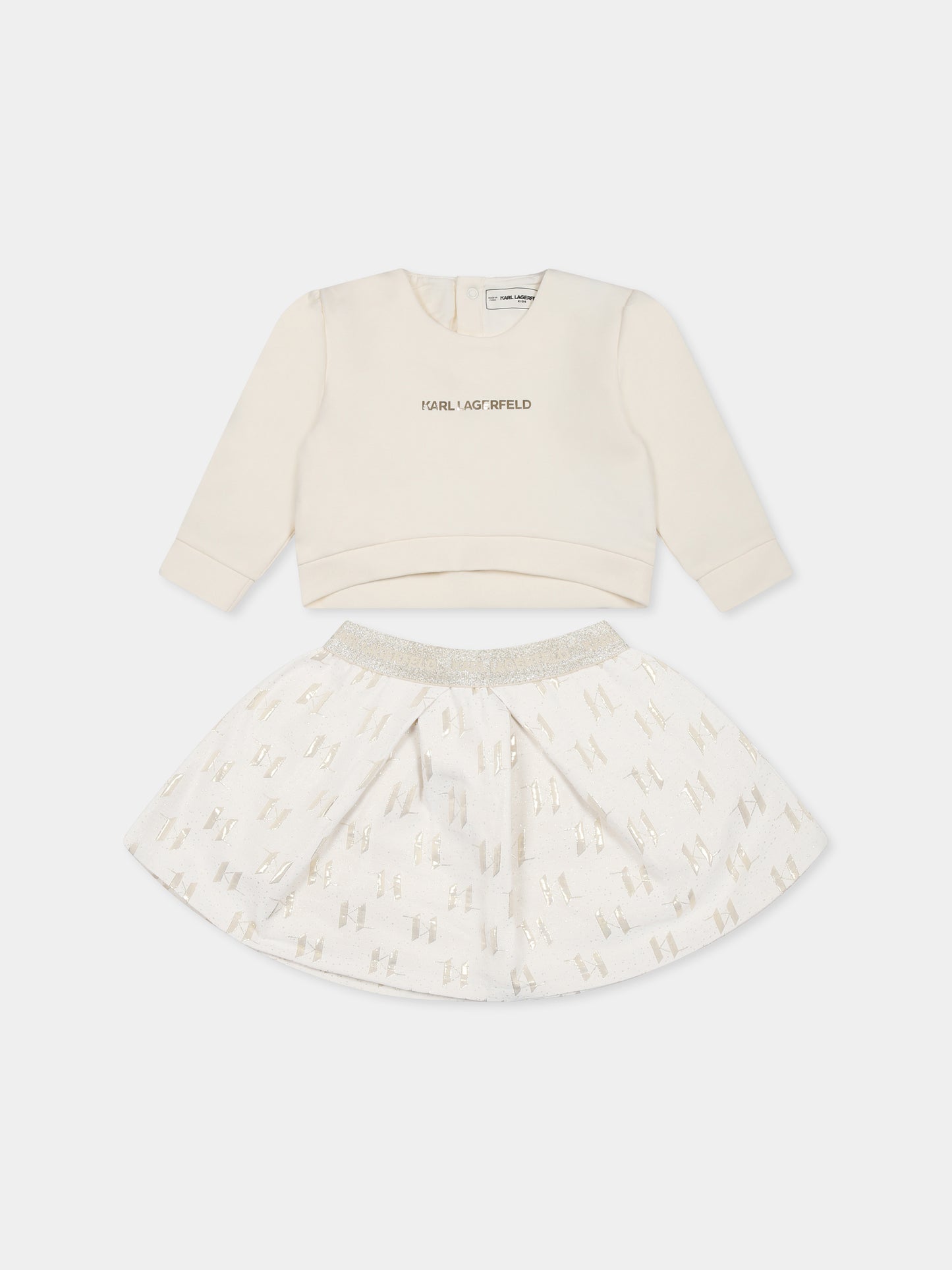 Completo avorio per neonata con logo,Karl Lagerfeld Kids,Z30520 N81