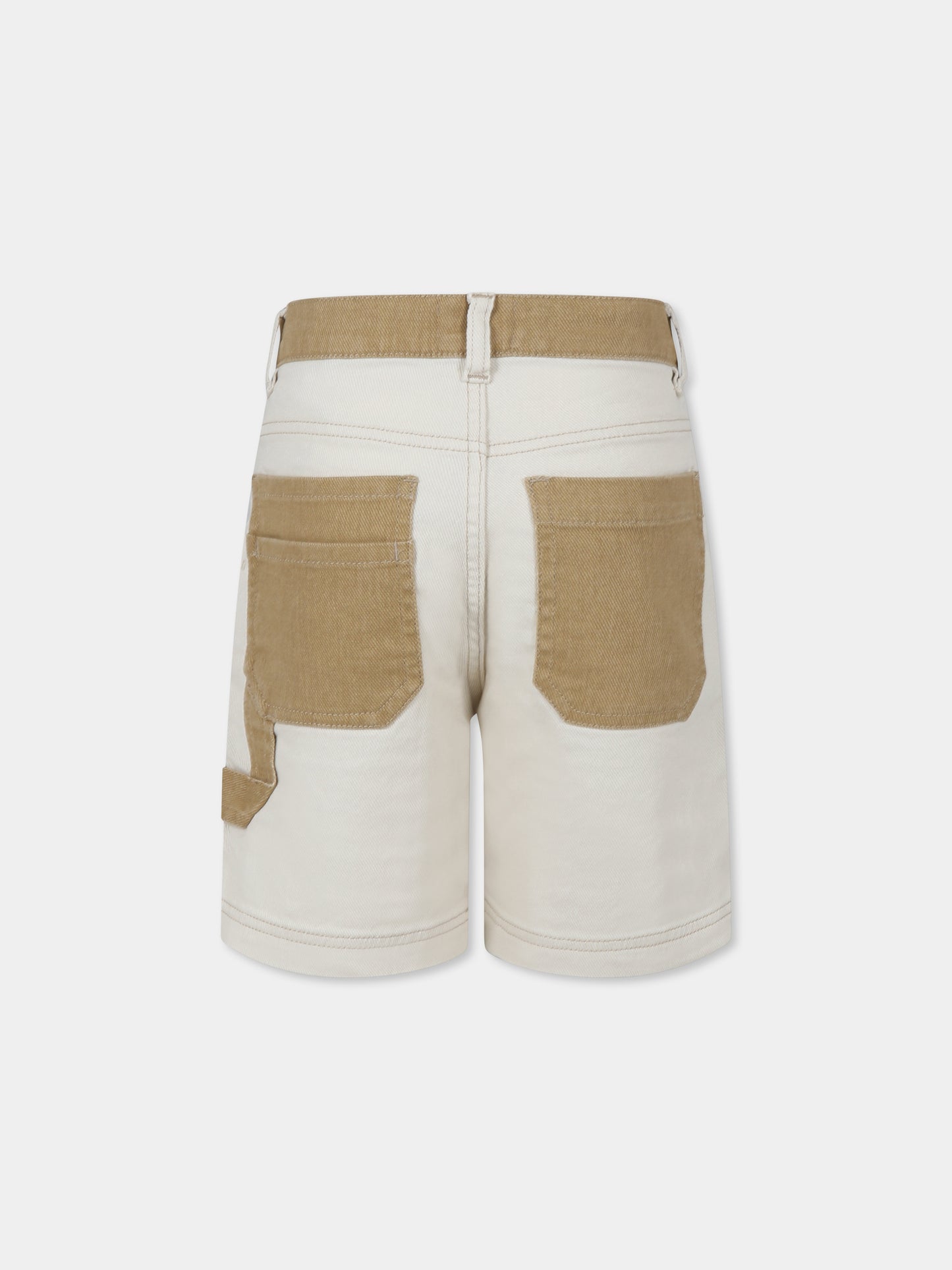 Shorts avorio per bambino con logo,Timberland,T60452 190