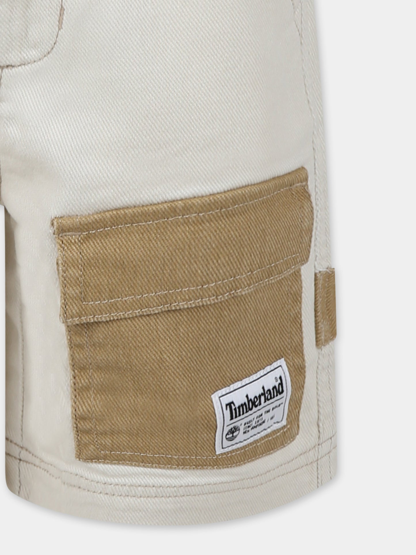 Shorts avorio per bambino con logo,Timberland,T60452 190