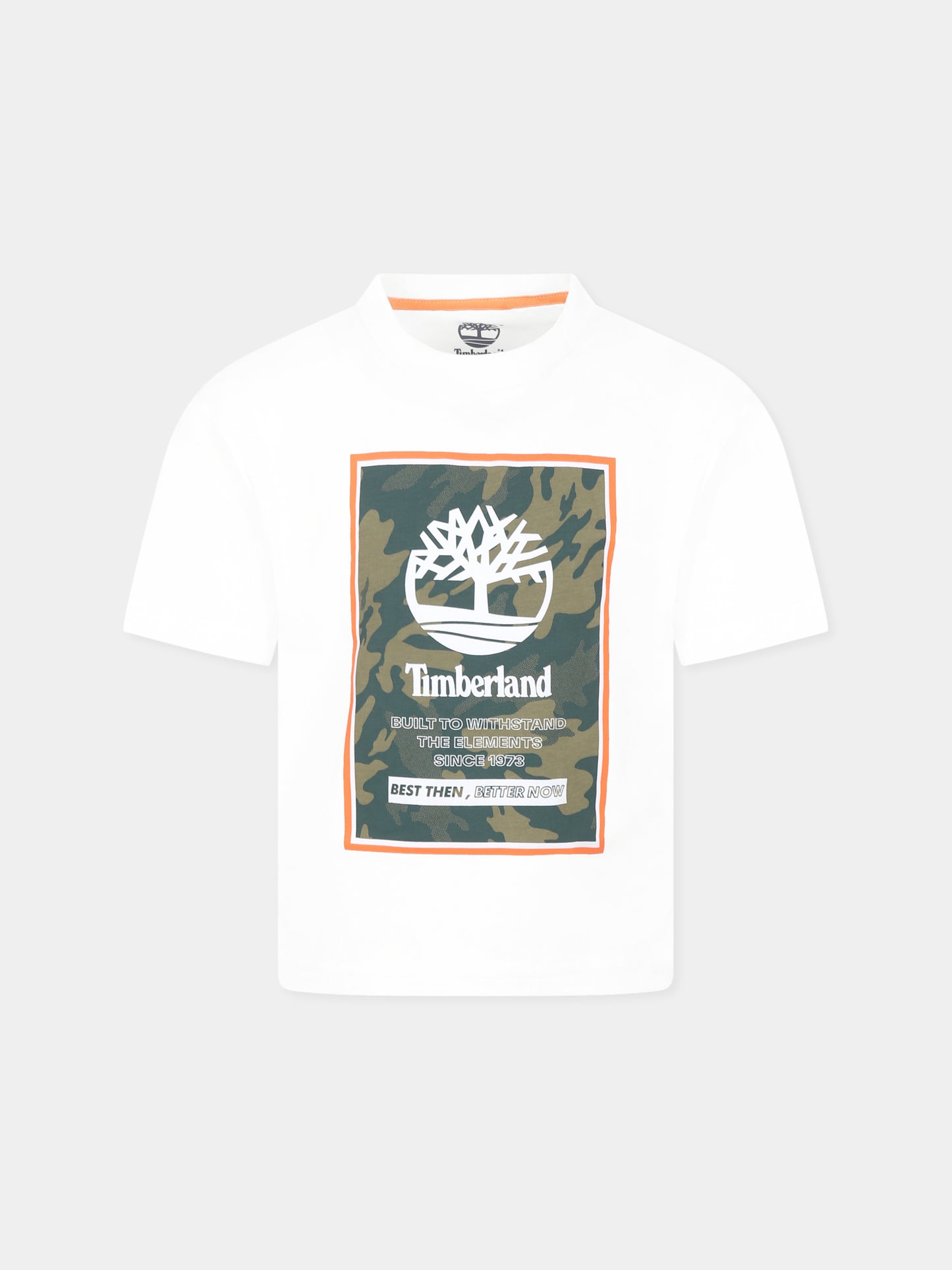 T-shirt bianca per bambino con logo,Timberland,T60427 10P