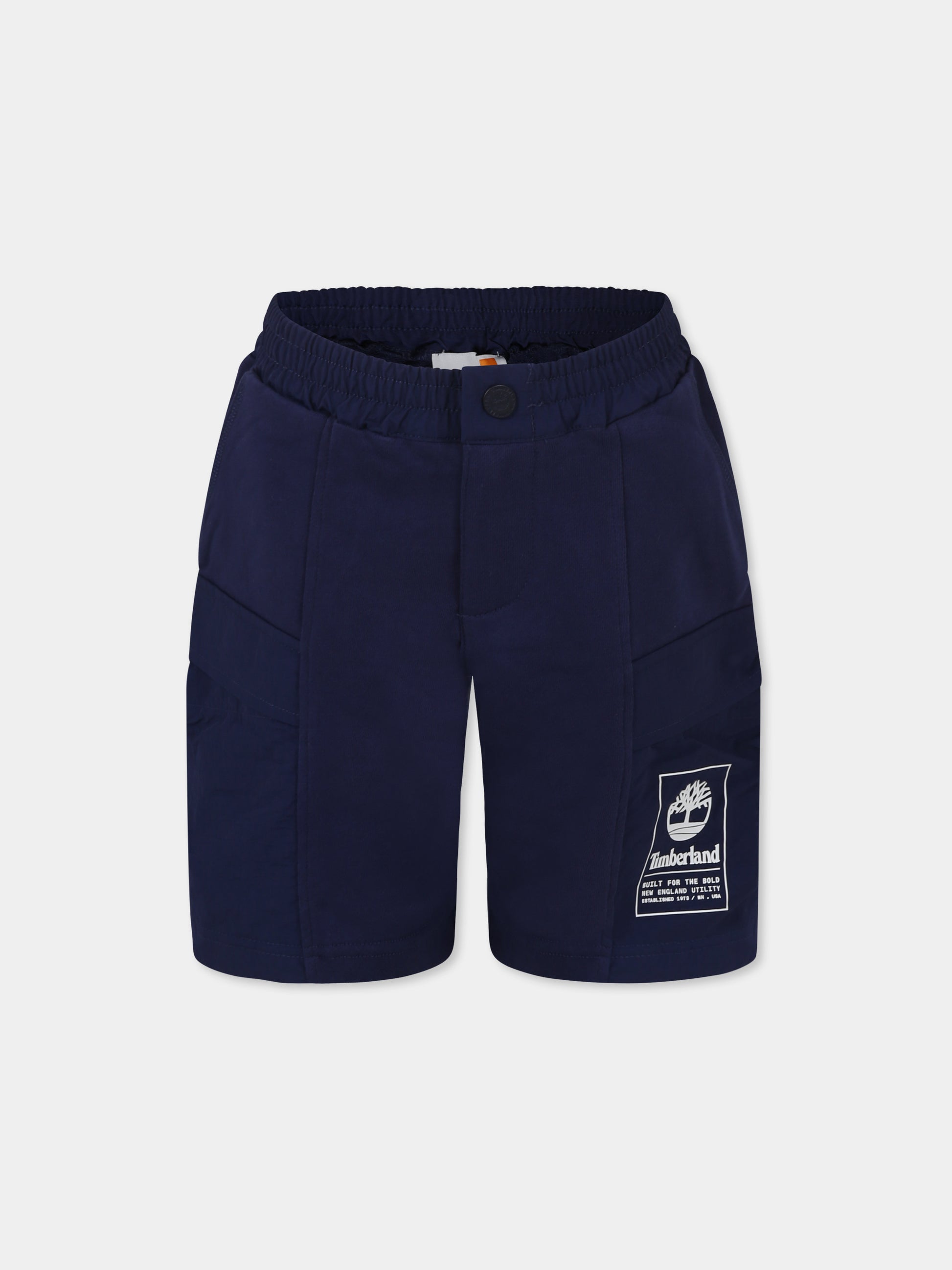 Shorts blu per bambino con logo,Timberland,T60462 84N
