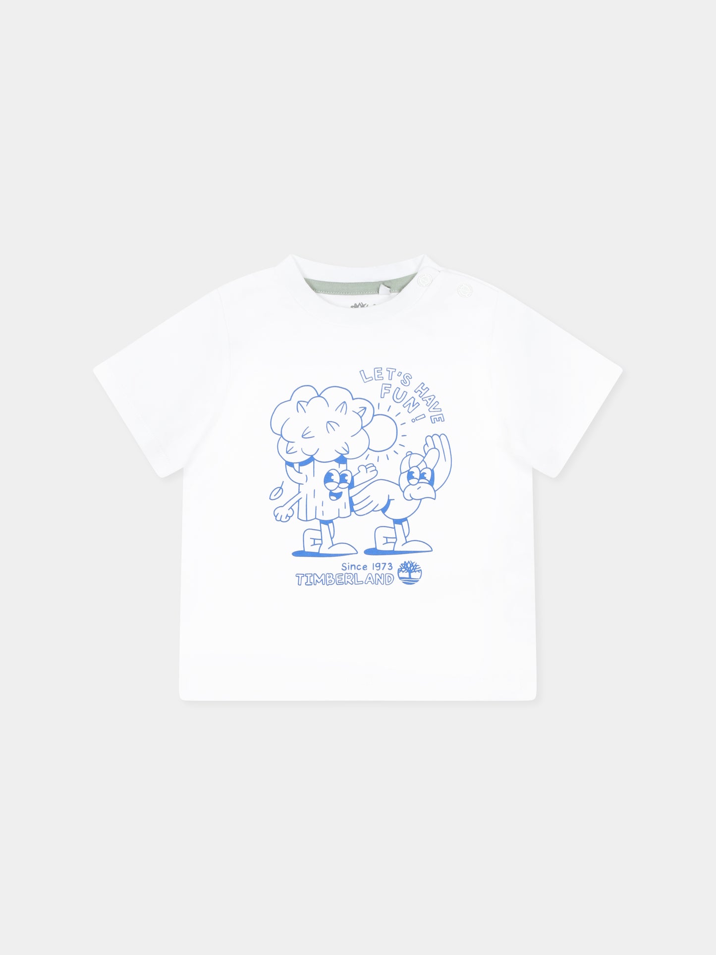 T-shirt bianca per neonato con albero e scritta,Timberland,T60388 10P