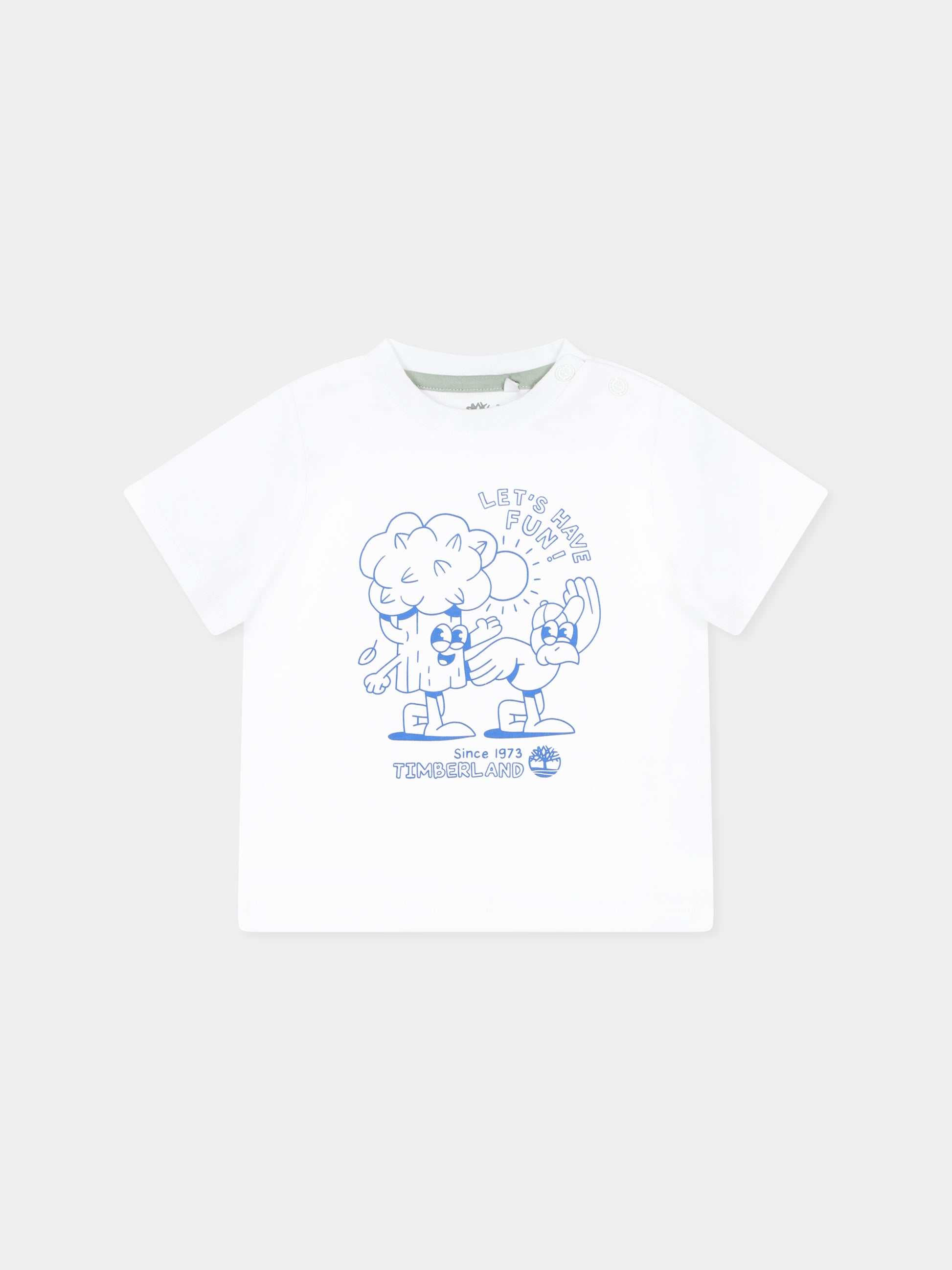 T-shirt bianca per neonato con albero e scritta,Timberland,T60388 10P