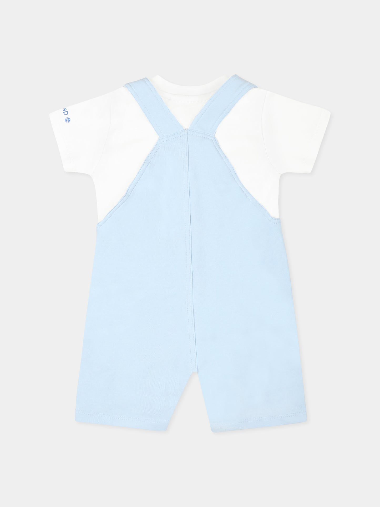 Completo salopette celeste per neonato con logo,Timberland,T60399 78B