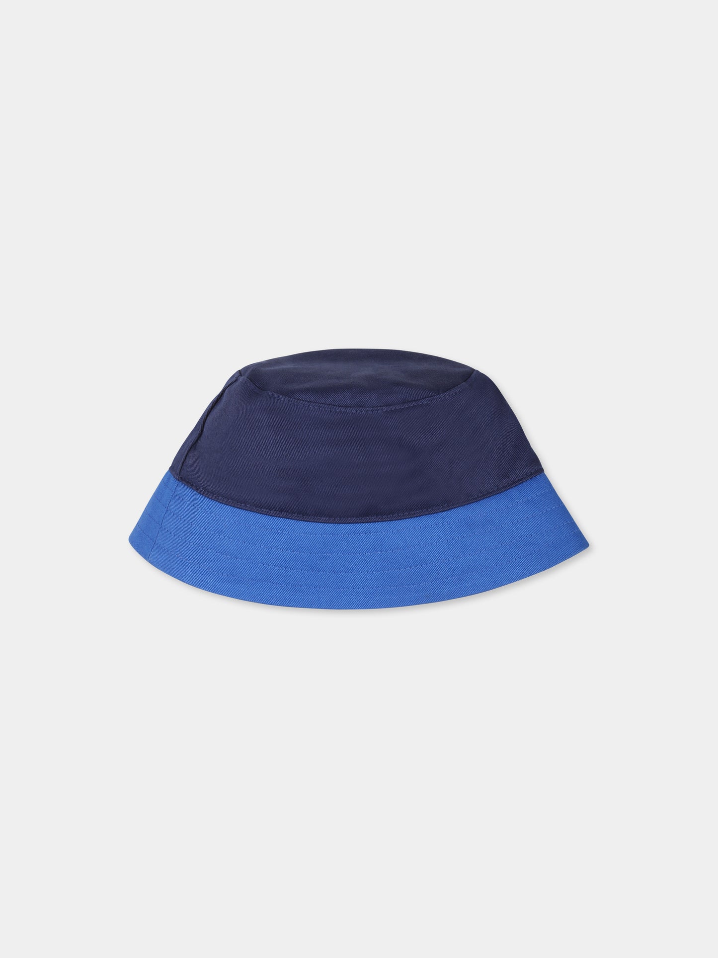 Reversible blue cloche for baby boy with logo