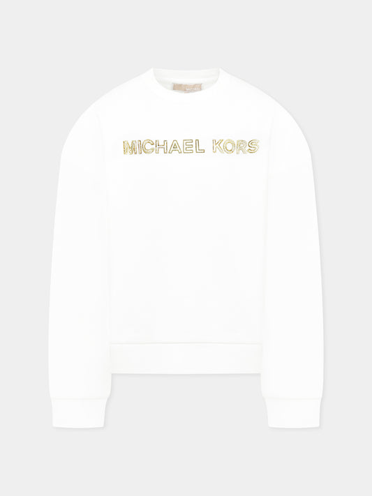 White sweatshirt for girl with logo