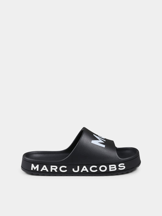 Ciabatte nere per bambini con logo,Marc Jacobs,W60407 09B