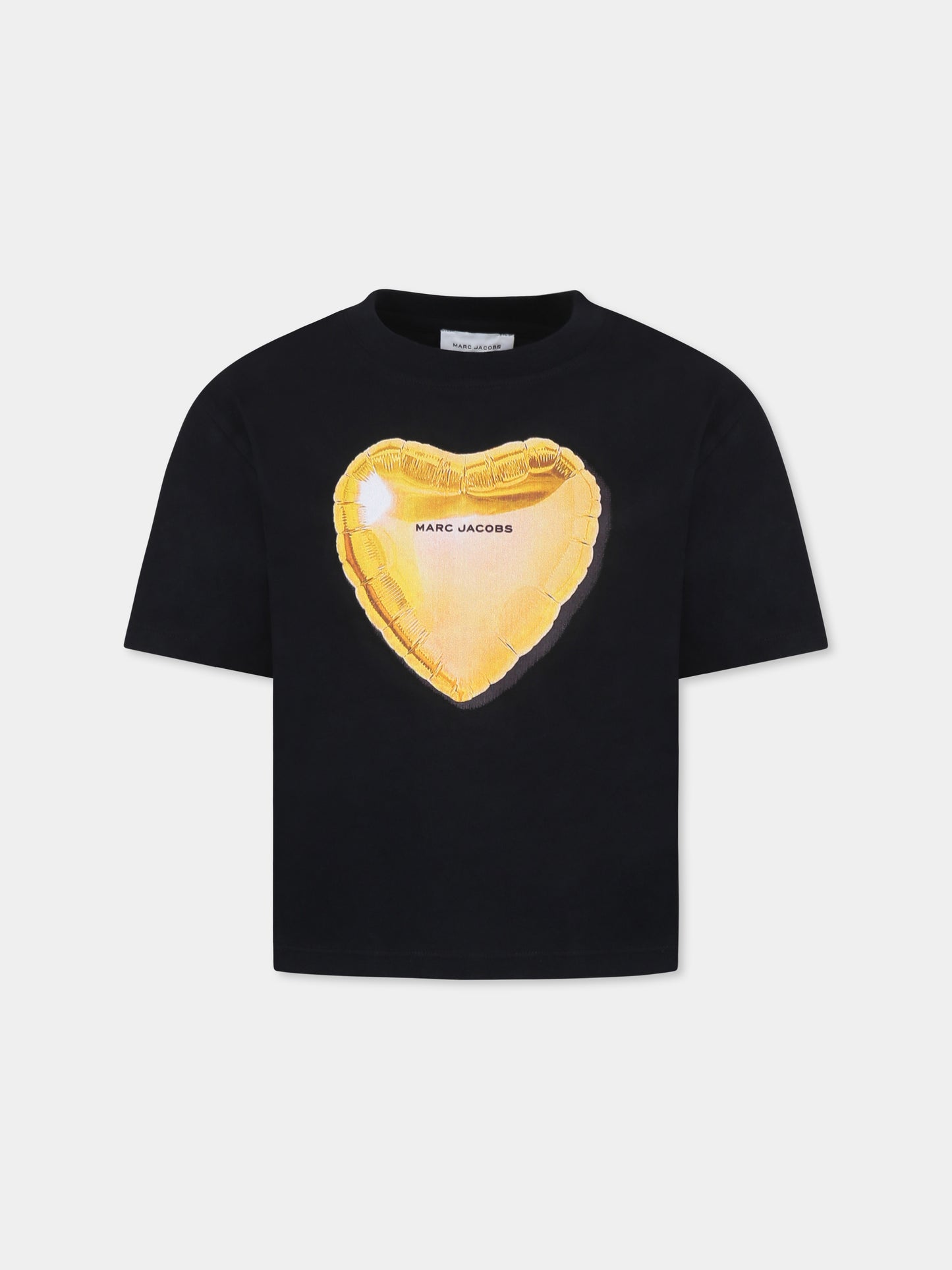 T-shirt nera per bambina con cuore,Marc Jacobs,W60545 09B