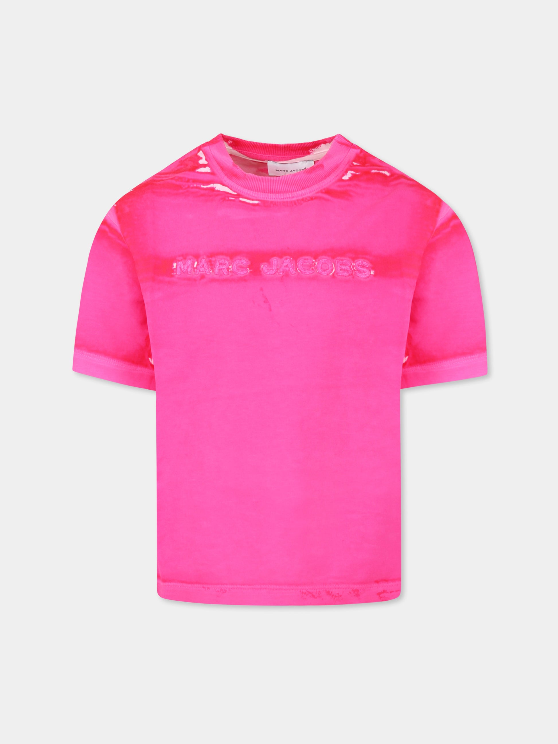T-shirt fucsia per bambina con logo,Marc Jacobs,W60446 47M