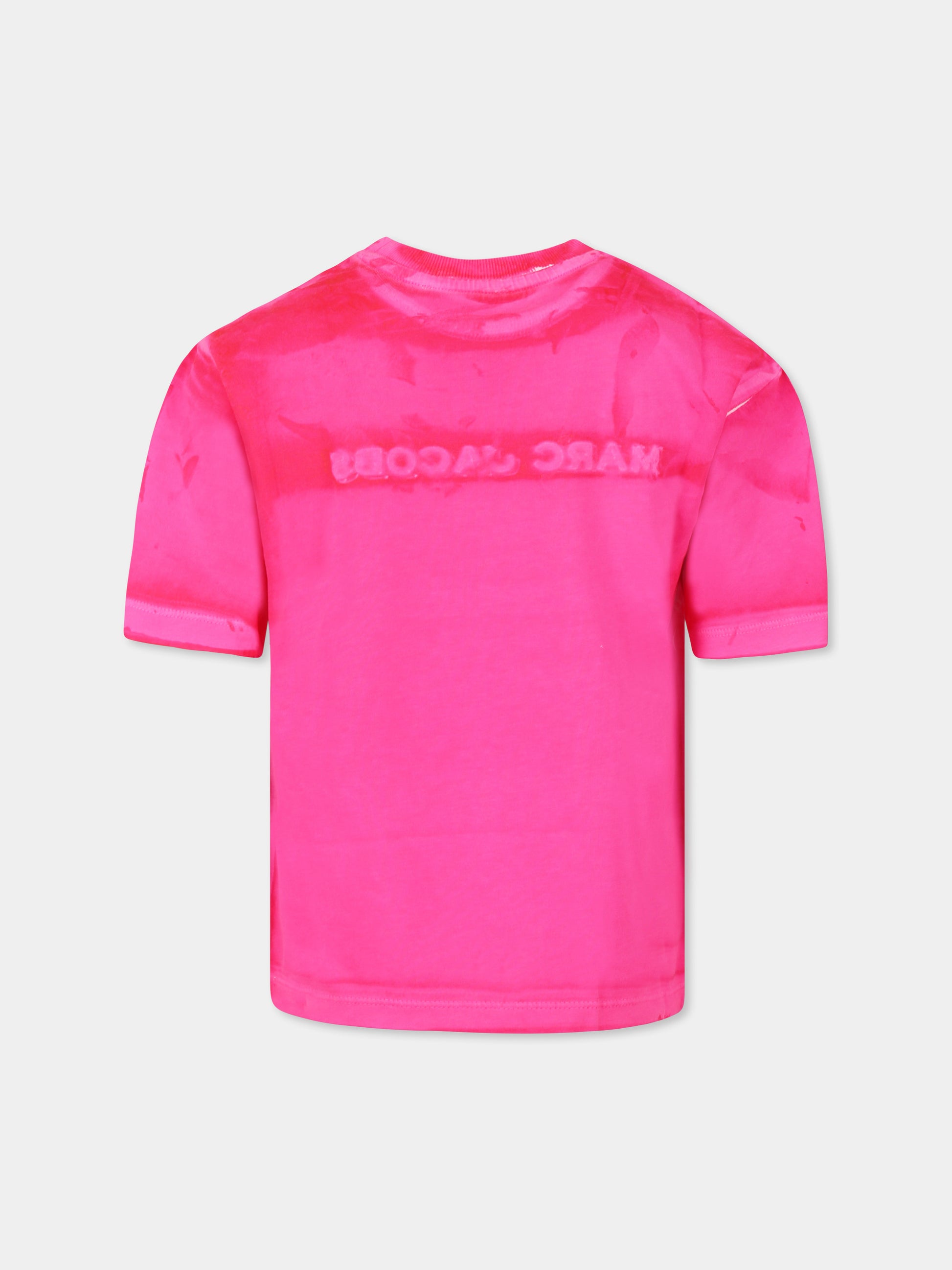 T-shirt fucsia per bambina con logo,Marc Jacobs,W60446 47M