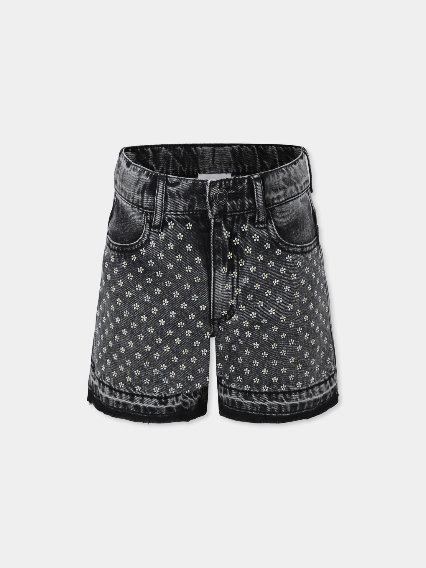 Shorts neri per bambina con fiori e strass,Marc Jacobs,W60486 09B