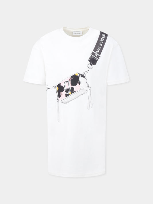 Vestito bianco per bambina con stampa borsa,Marc Jacobs,W60530 126