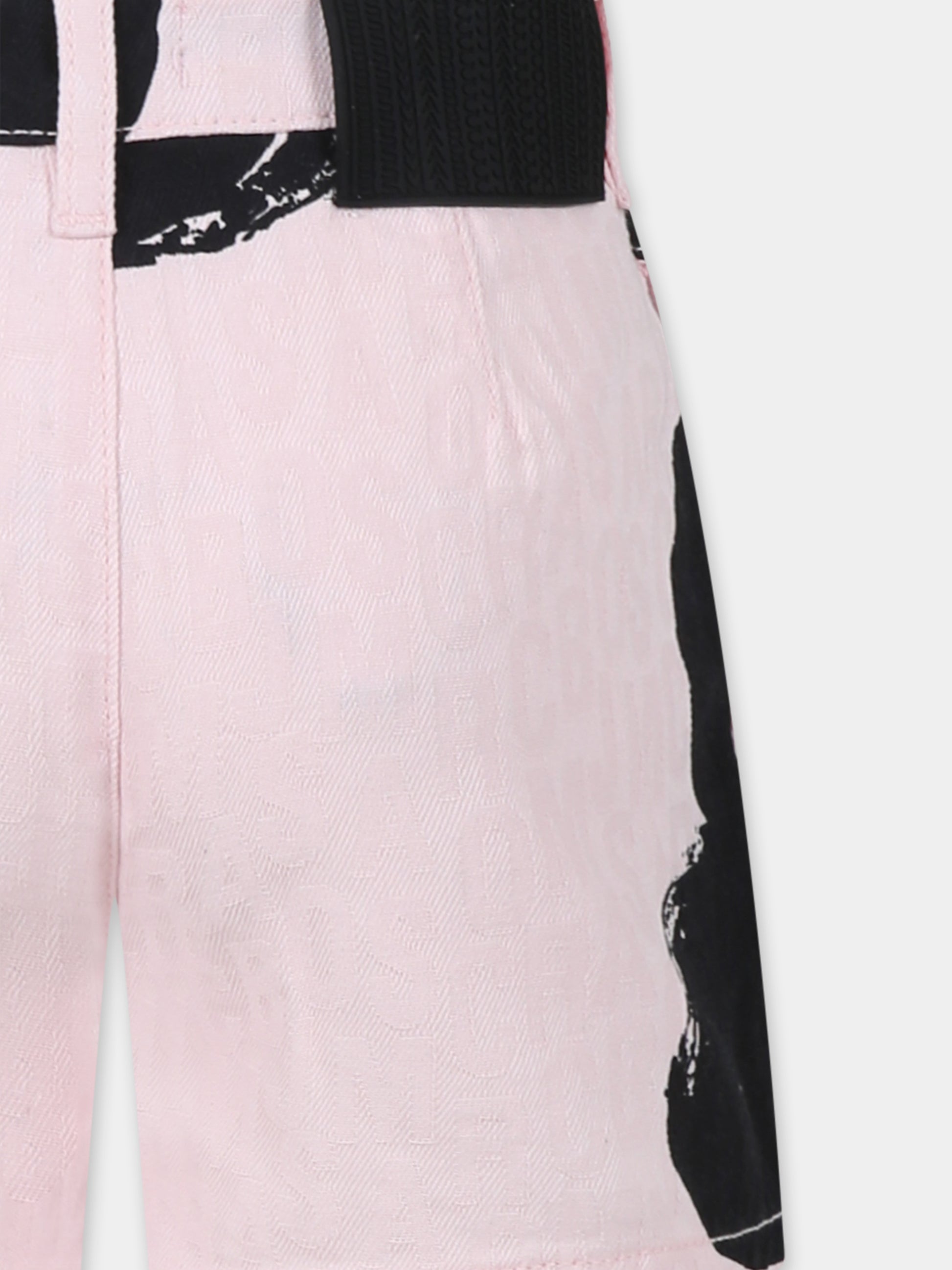 Shorts rosa per bambina con log e fiore all over,Marc Jacobs,W60543 475