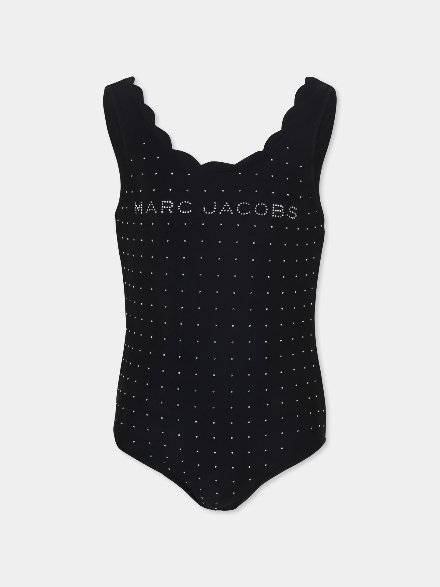 Costume intero nero per bambina con logo e strass,Marc Jacobs,W60524 09B