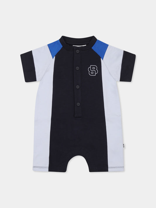 Pagliaccetto blu per neonato con logo,Boss,J52205 849