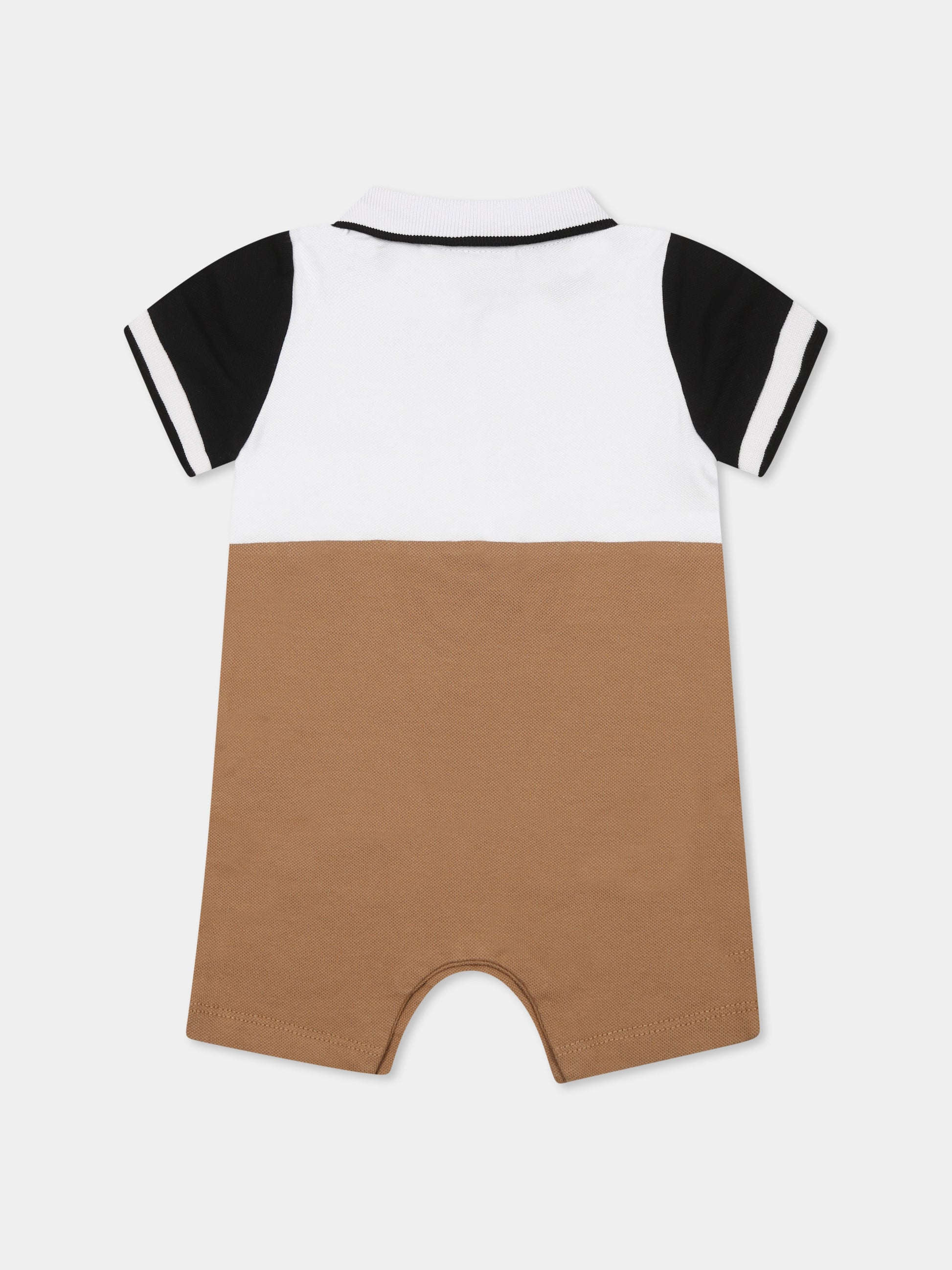 Pagliaccetto marrone per neonato con logo,Boss,J52207 269