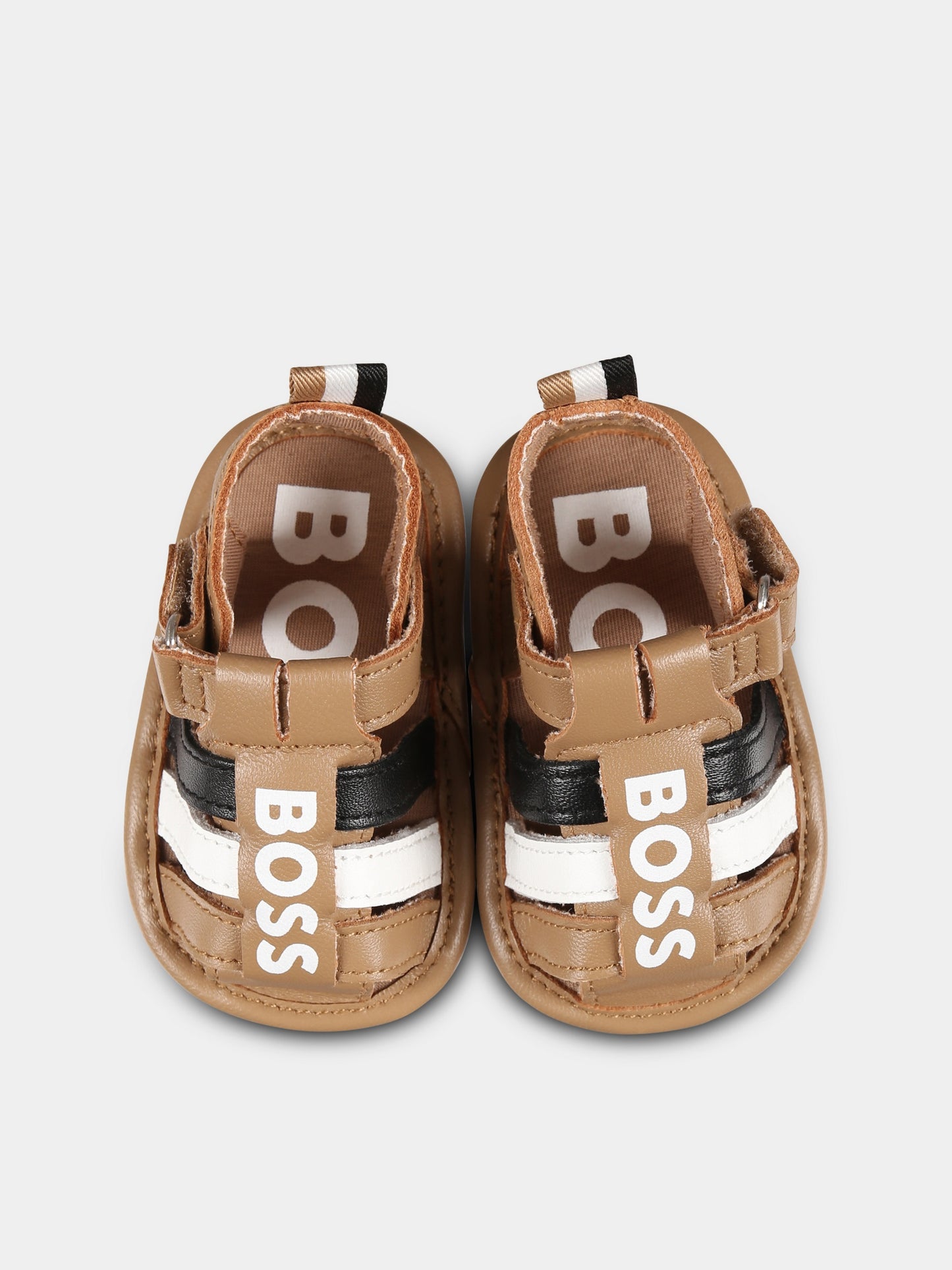 Sandali marroni per neonato con logo,Boss,J51668 269