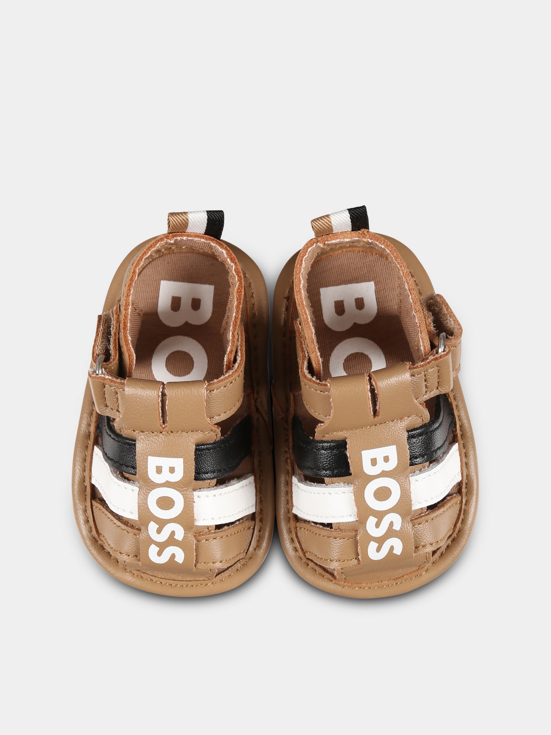 Sandali marroni per neonato con logo,Boss,J51668 269