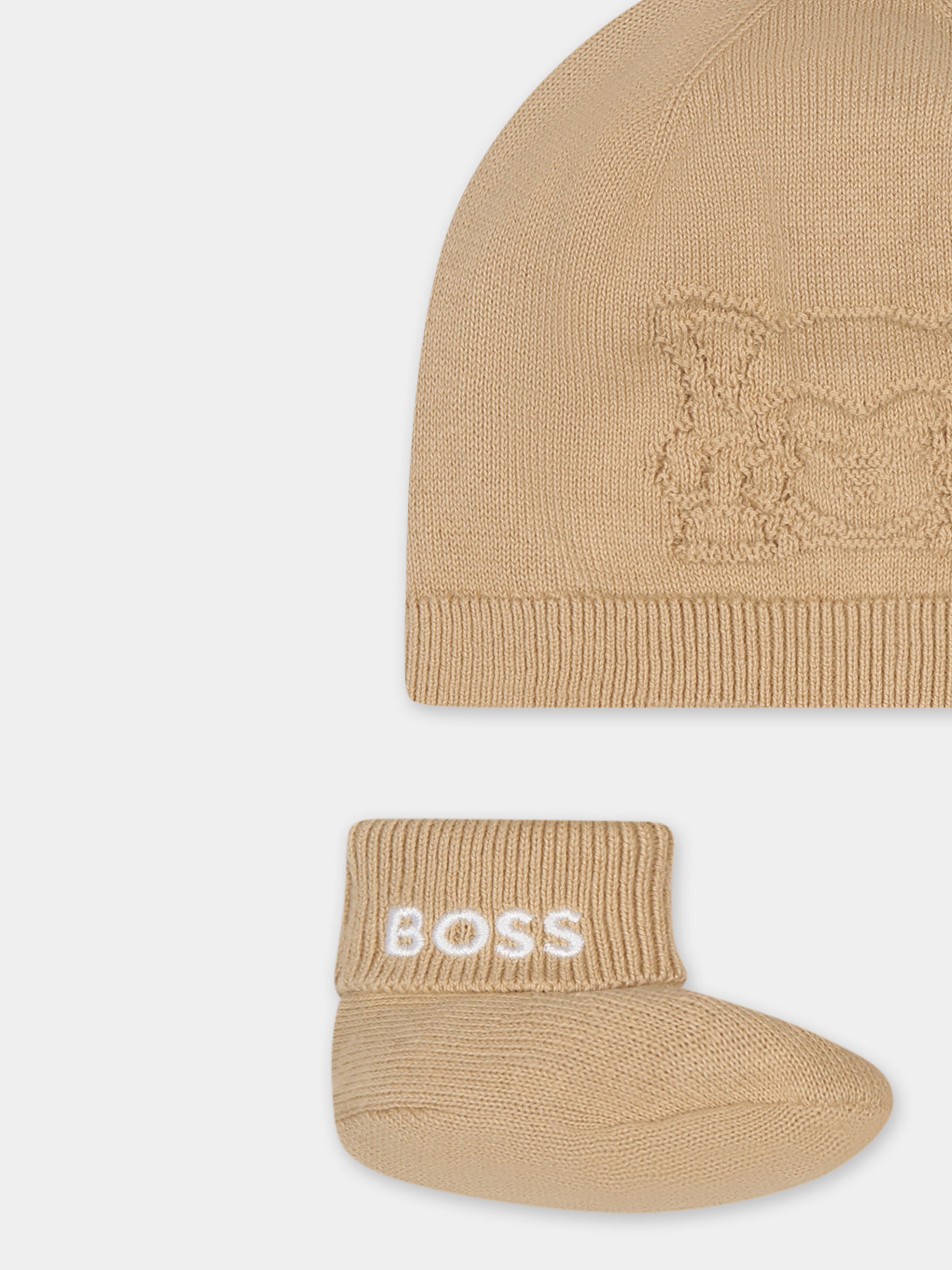 Set accessori beige per neonato con logo e panda,Boss,J51669 249