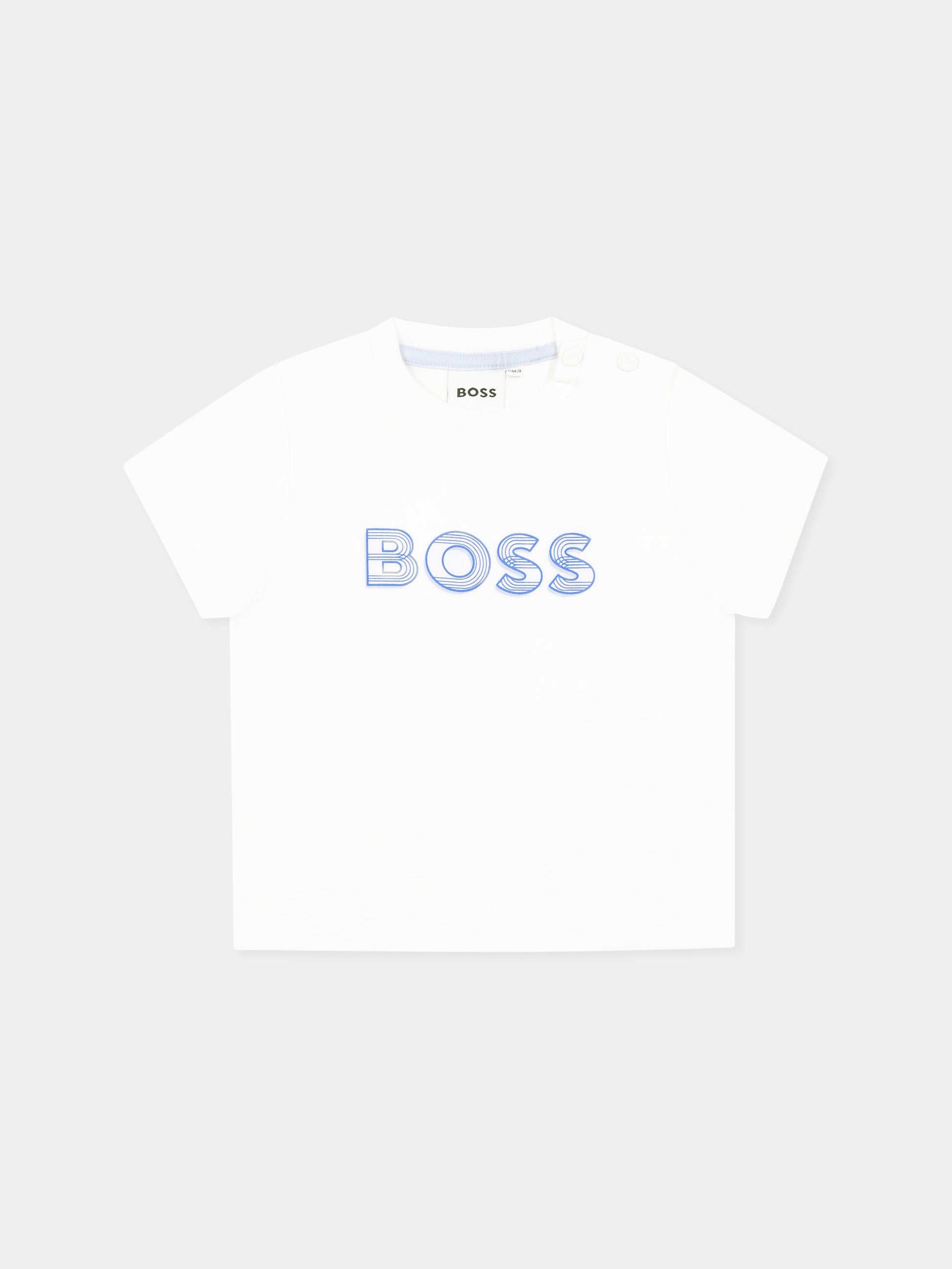 T-shirt bianca per neonato con logo,Boss,J52198 10P