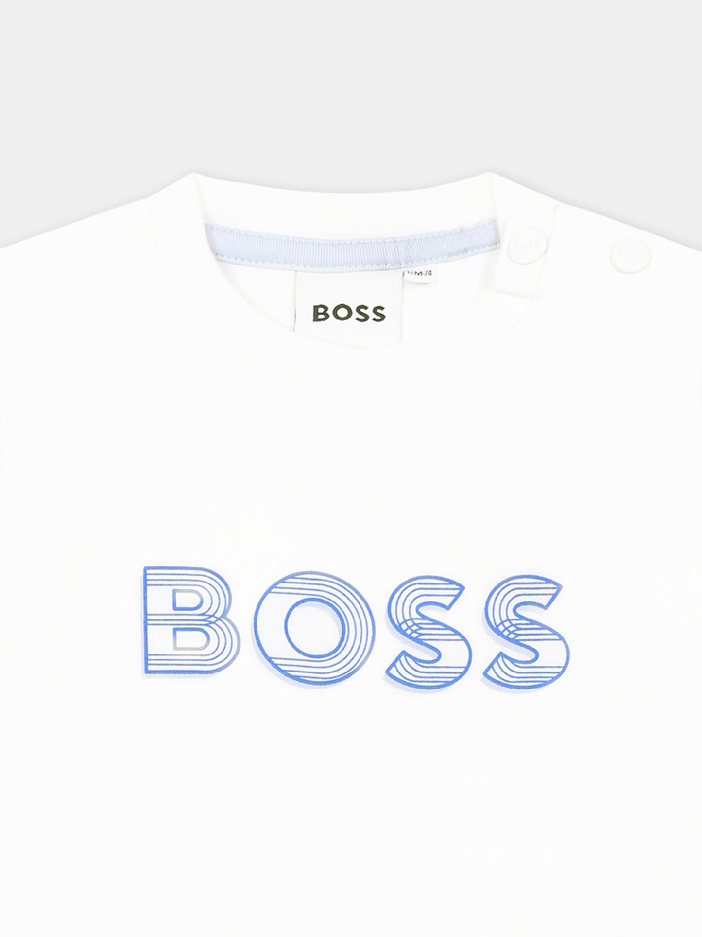 T-shirt bianca per neonato con logo,Boss,J52198 10P