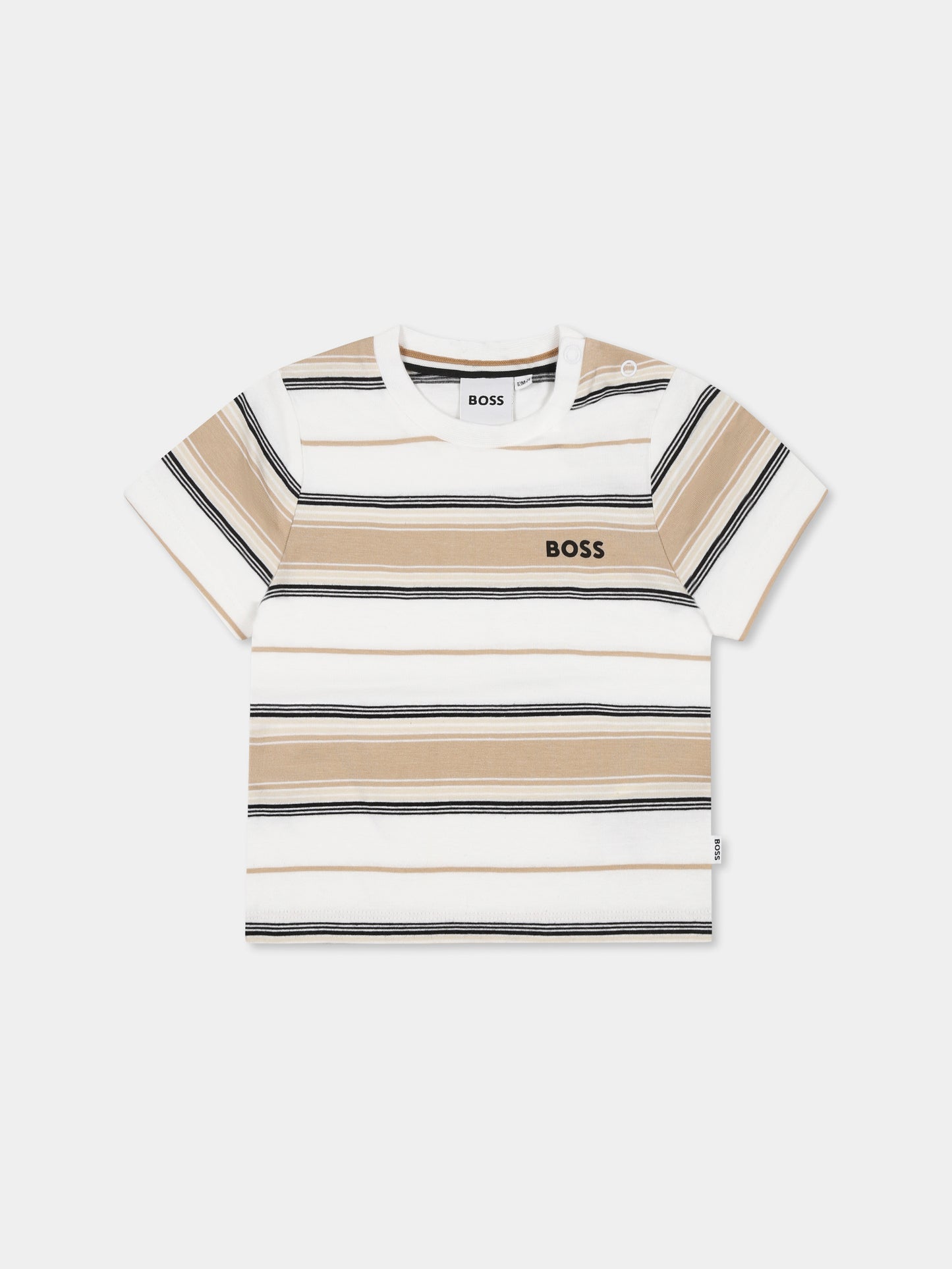 T-shirt bianca per neonato con logo,Boss,J52116 249