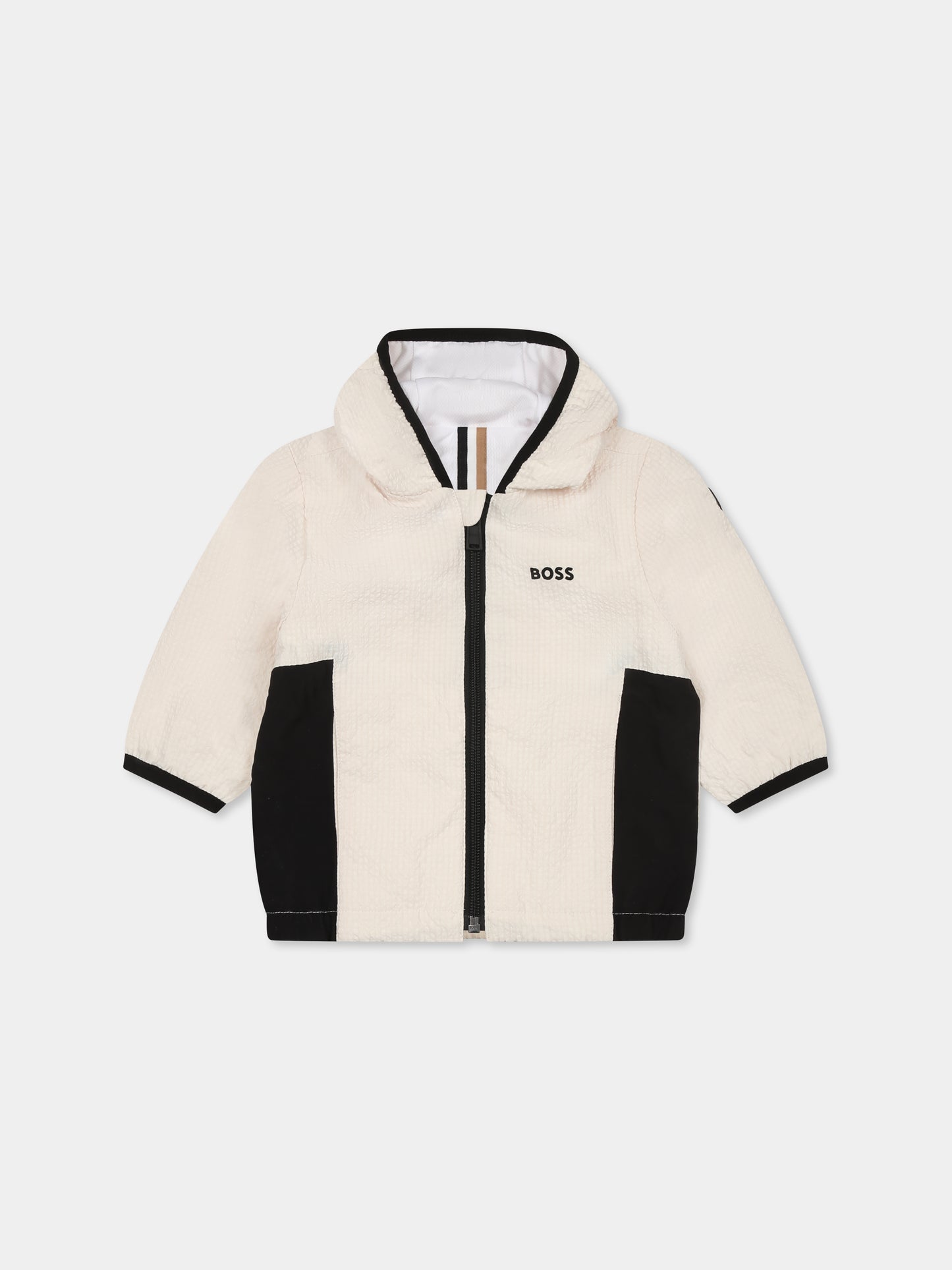 Giacca a vento beige per neonato con logo,Boss,J52123 21C