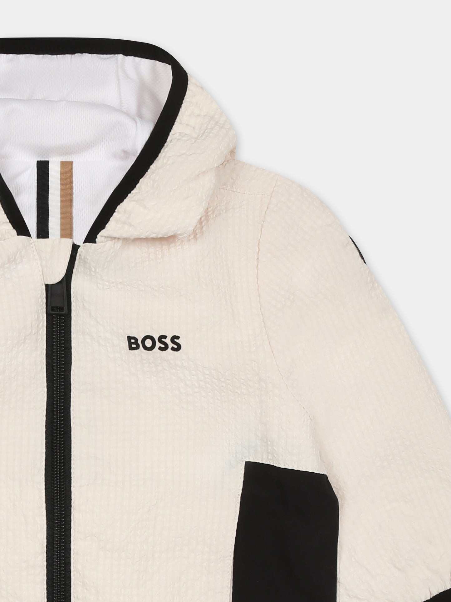 Giacca a vento beige per neonato con logo,Boss,J52123 21C