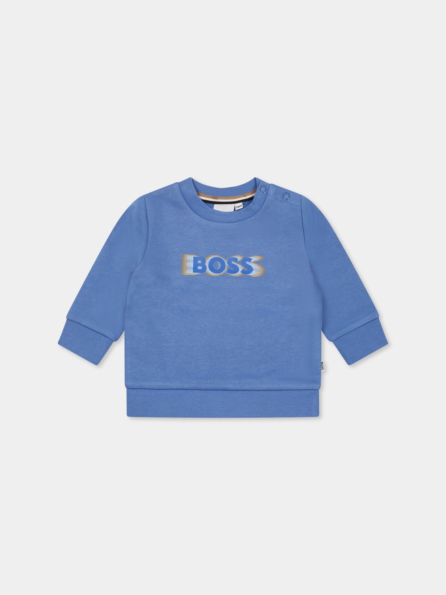 Felpa azzurra per neonato con logo,Boss,J52103 84B