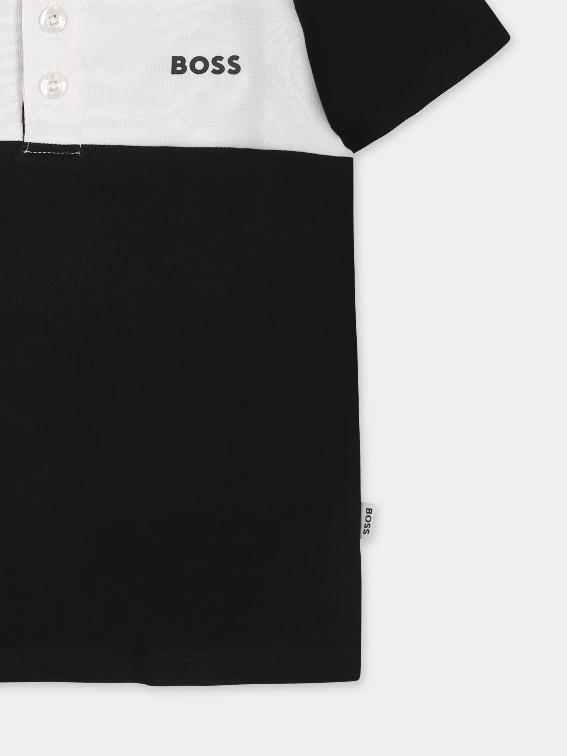 Polo nera per neonato con logo,Boss,J52098 09B