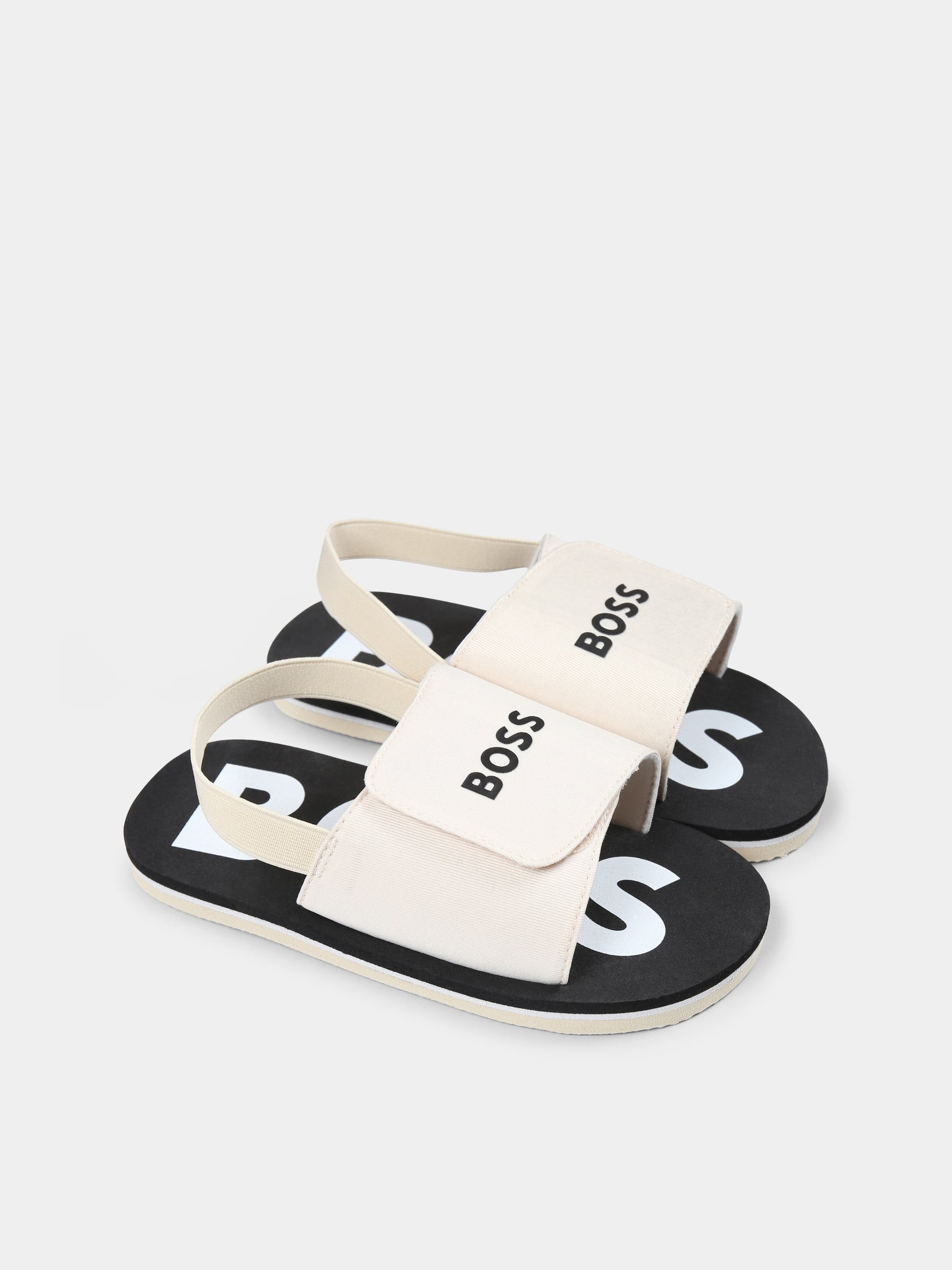 Sandali beige per bambino con logo,Boss,J52156 249