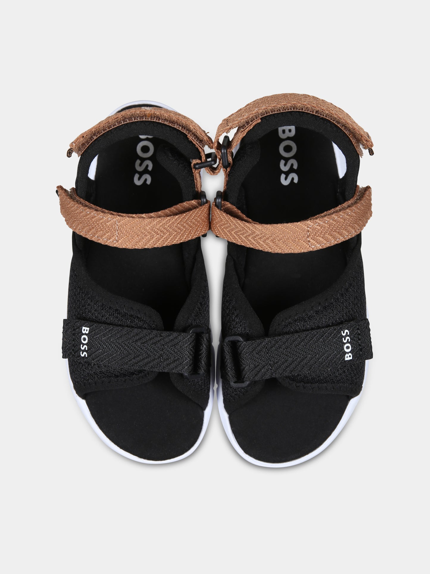 Sandali neri per bambino con logo,Boss,J52159 09B