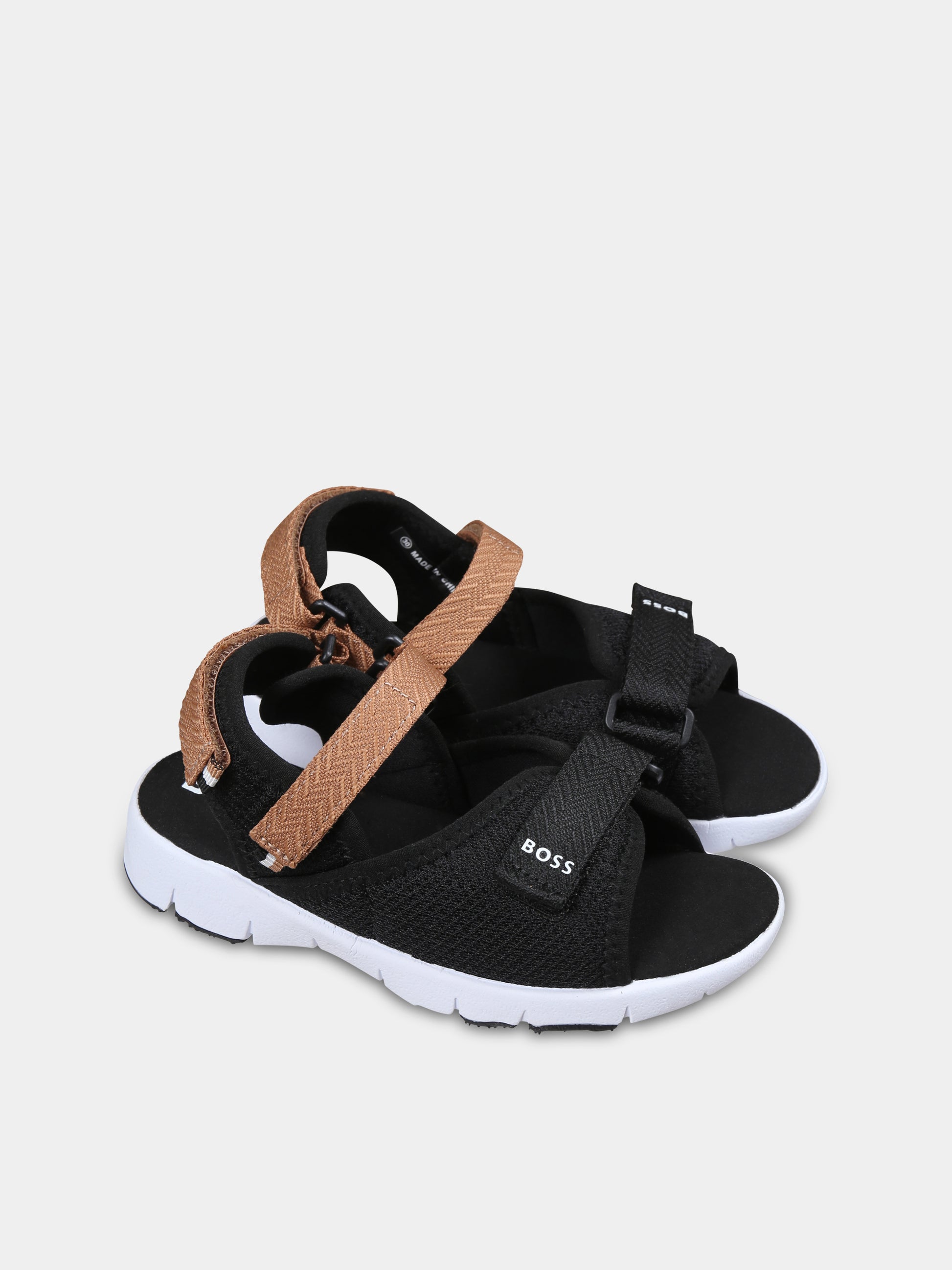 Sandali neri per bambino con logo,Boss,J52159 09B