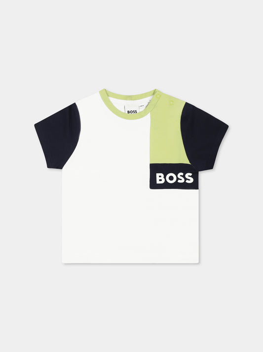 T-shirt bianca per neonato con logo,Boss,J52112 10P