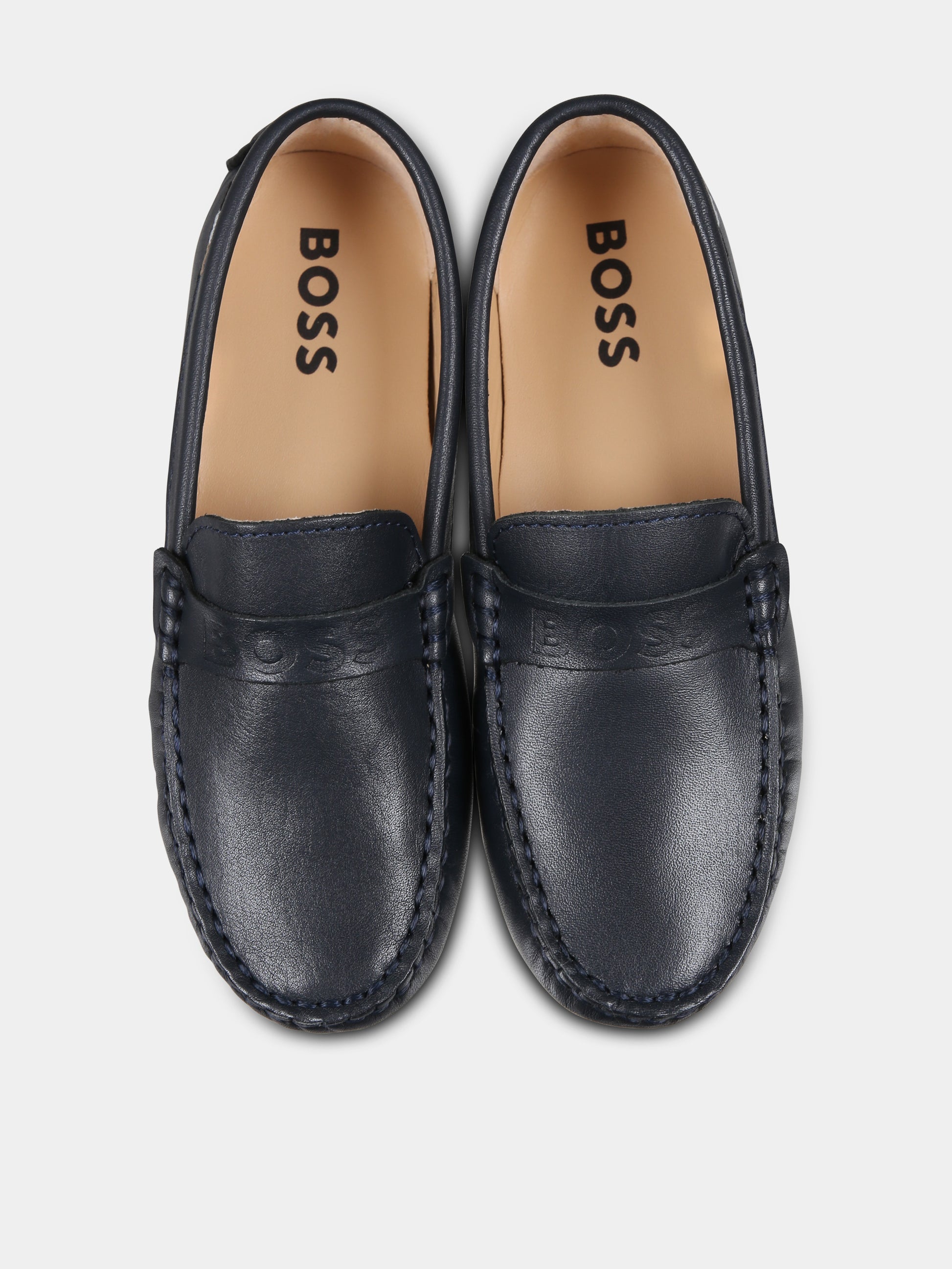 Mocassini blu per bambino con logo,Boss,J51651 849