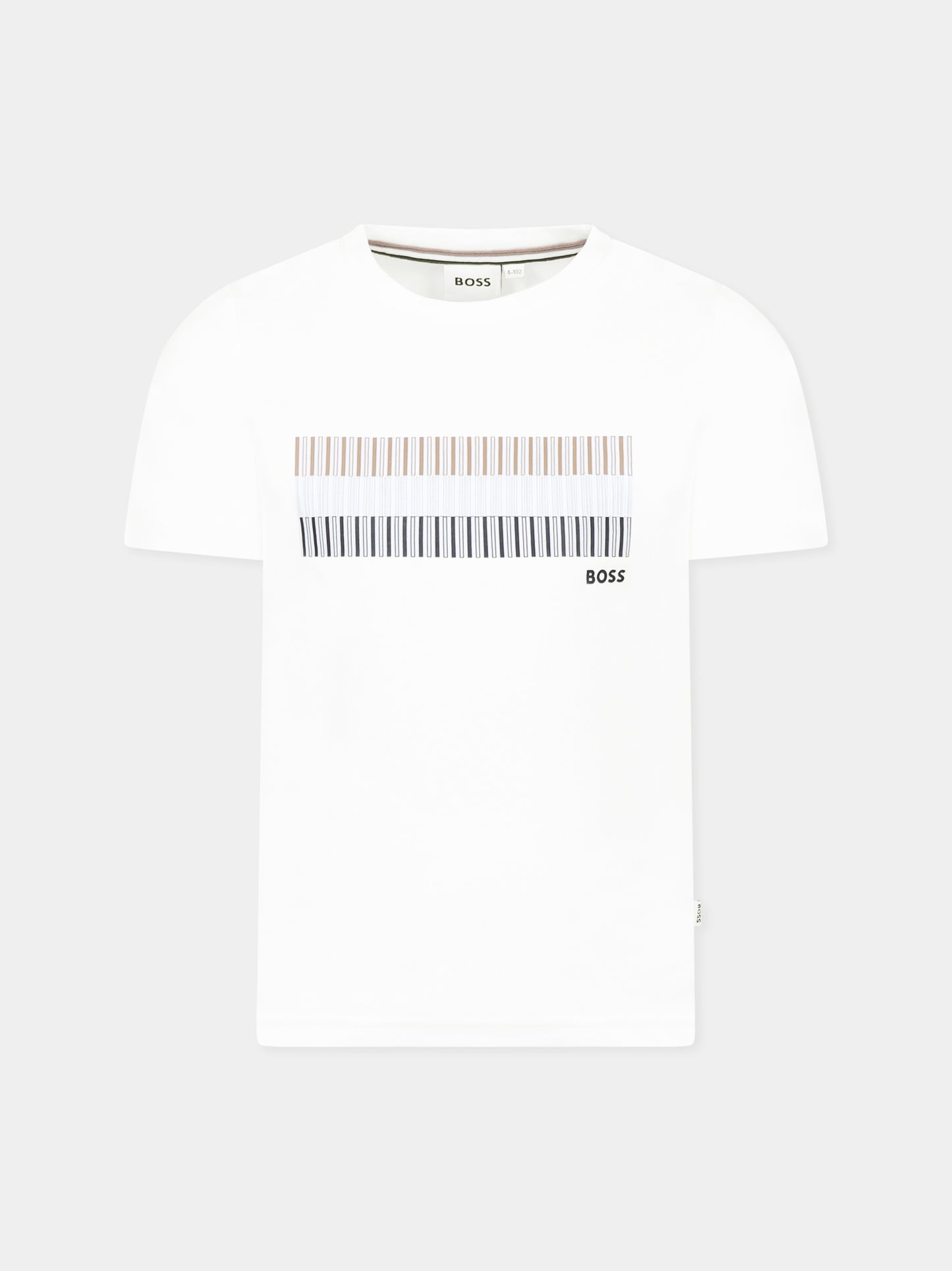 T-shirt bianca per bambino con logo,Boss,J52035 10P