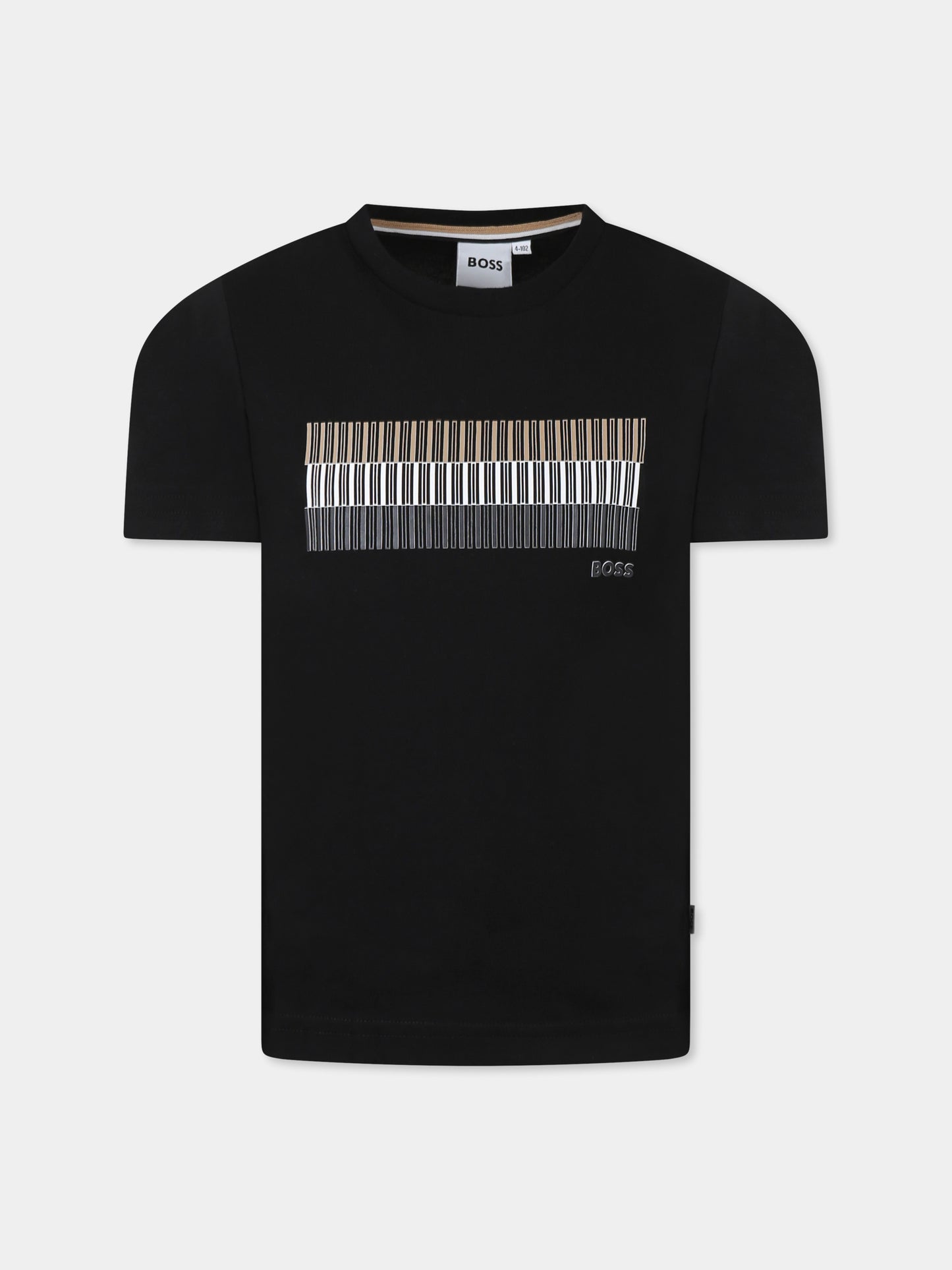 T-shirt nera per bambino con logo,Boss,J52035 09B