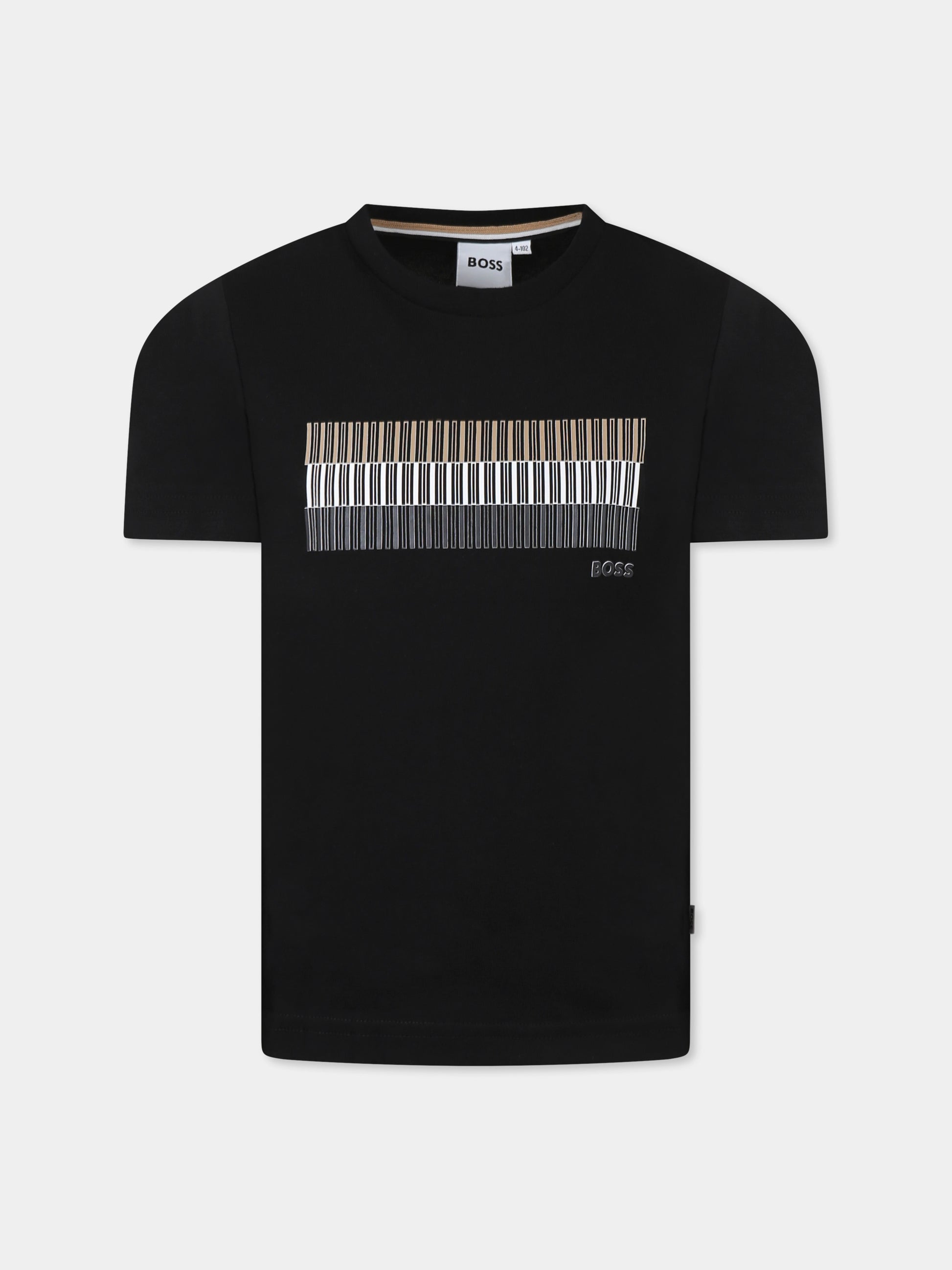 T-shirt nera per bambino con logo,Boss,J52035 09B