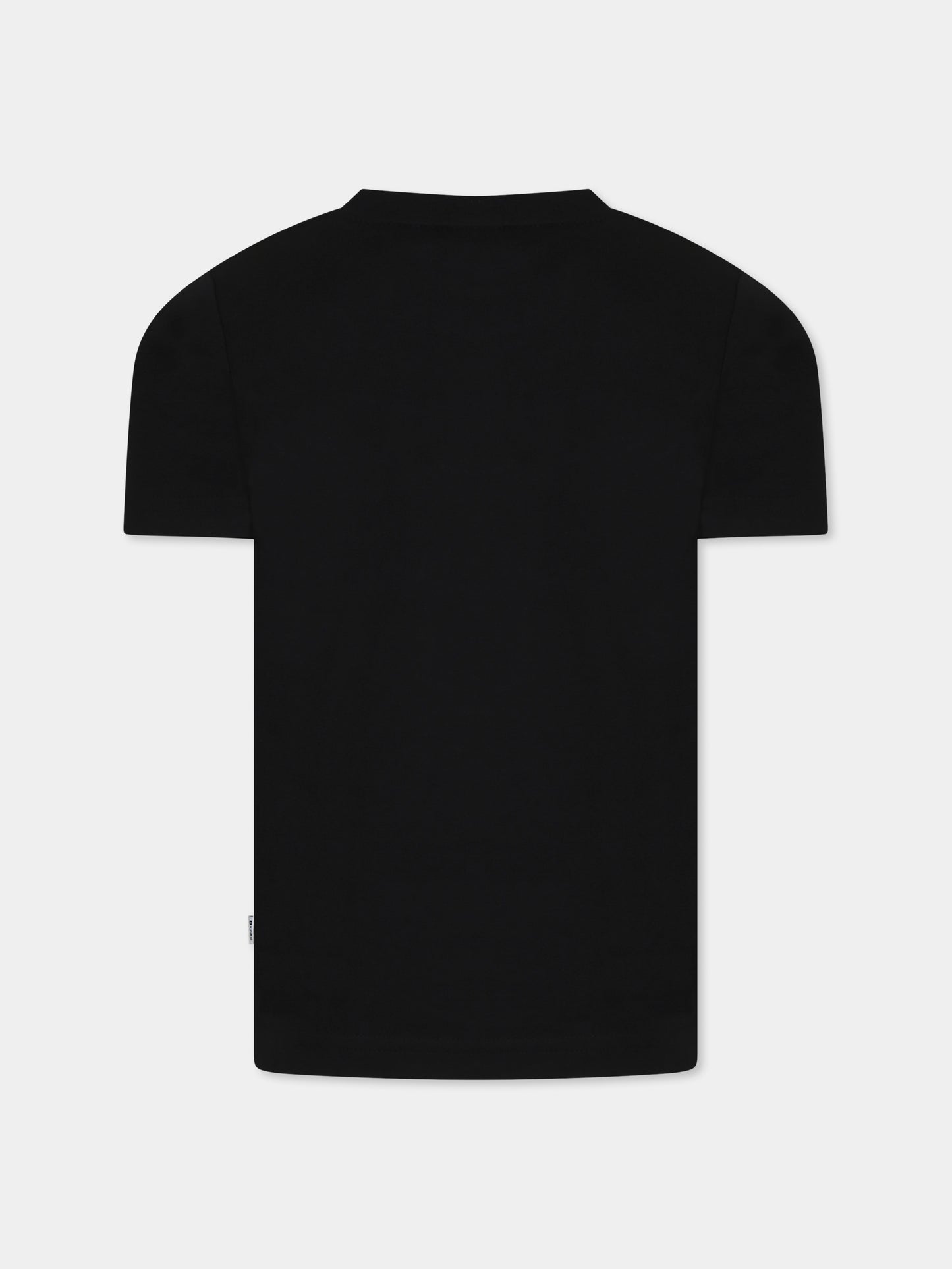 T-shirt nera per bambino con logo,Boss,J52035 09B