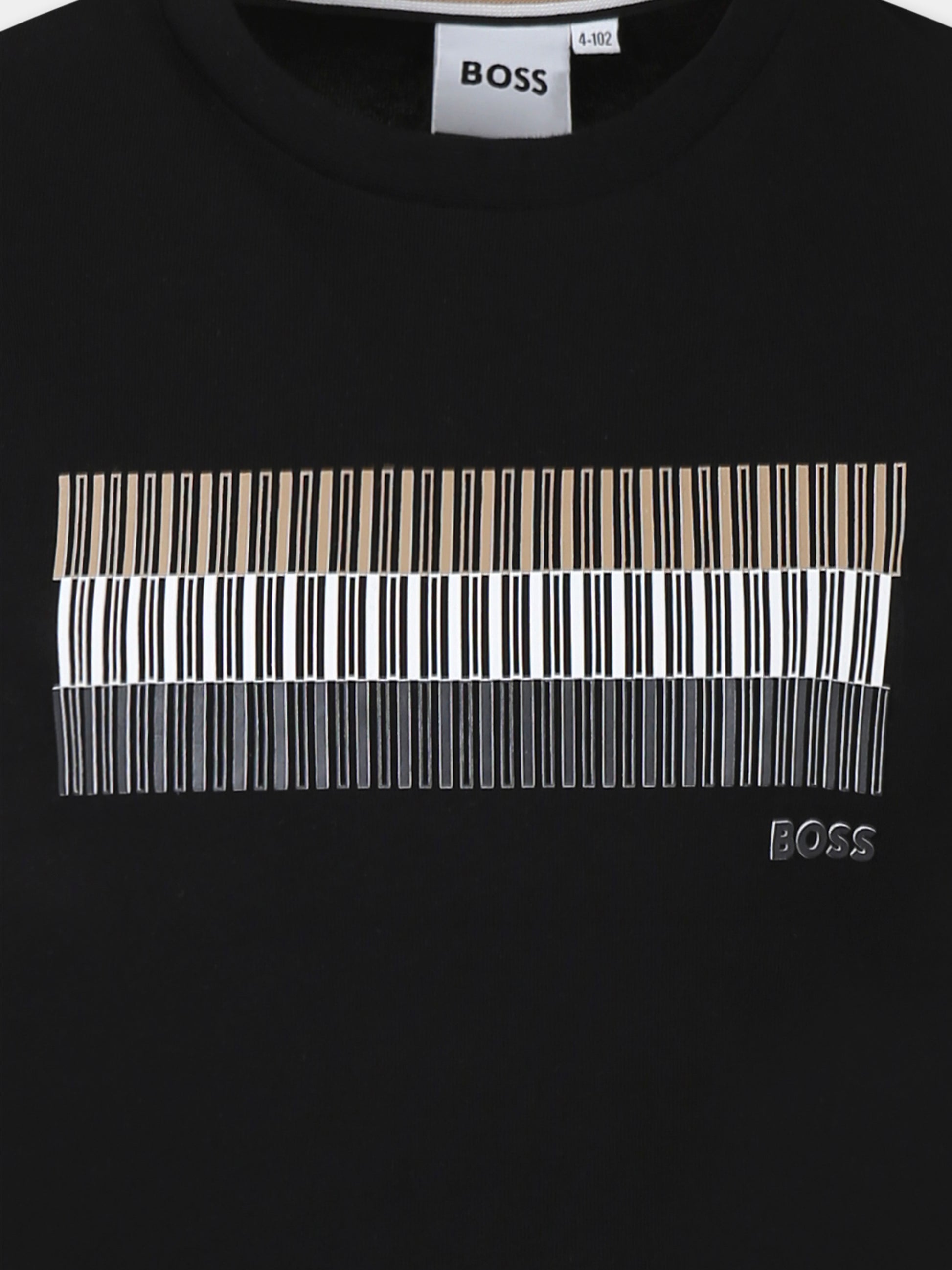 T-shirt nera per bambino con logo,Boss,J52035 09B