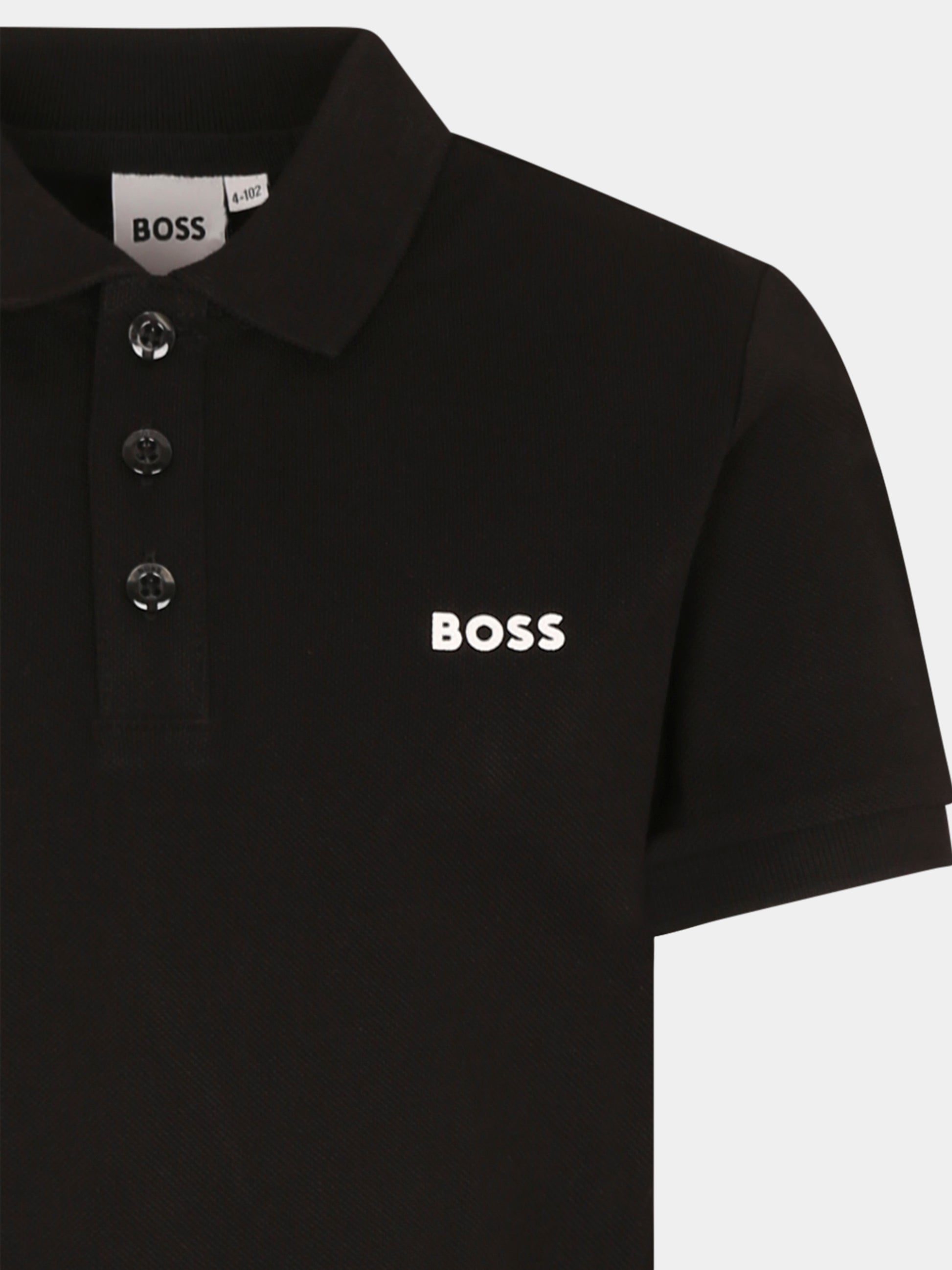 Polo nera per bambino con logo,Boss,J52014 09B