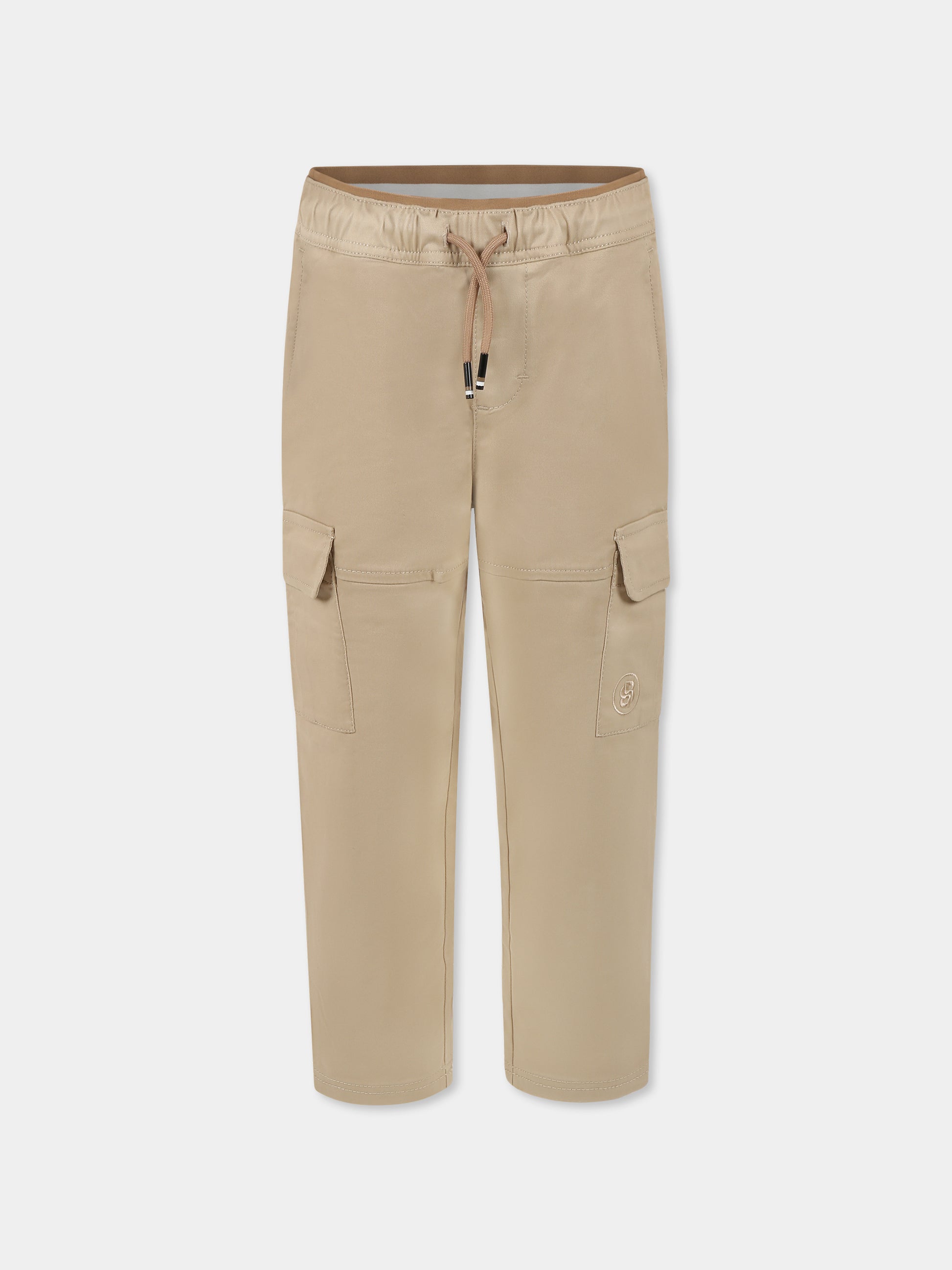 Pantaloni beige per bambino con logo,Boss,J51979 249