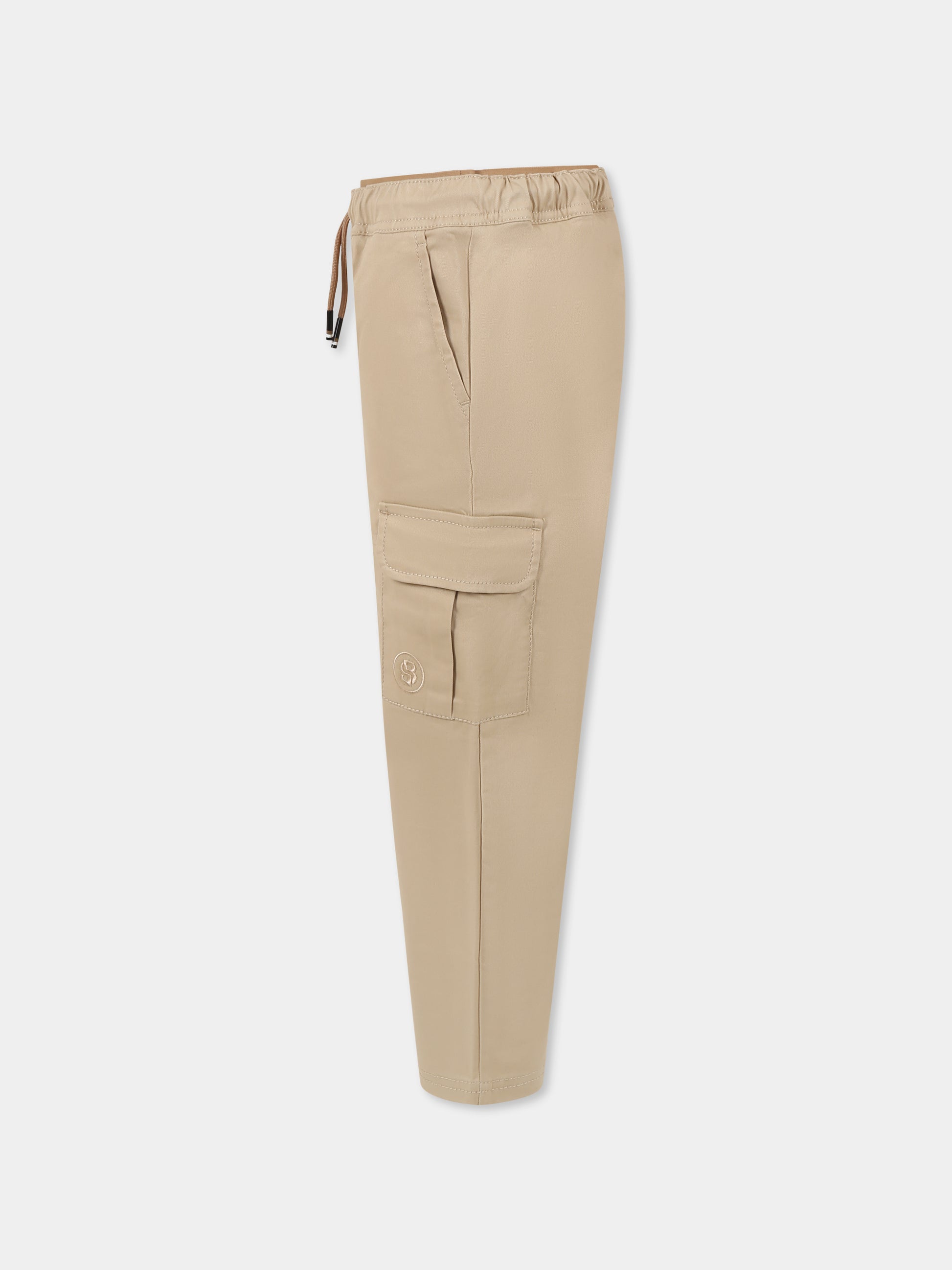 Pantaloni beige per bambino con logo,Boss,J51979 249